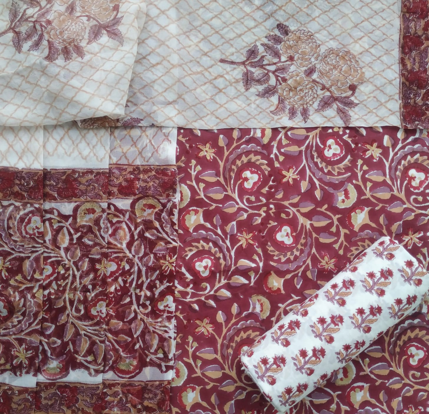 Shop unstitched cotton suit sets with chiffon dupatta online (PCHF467)