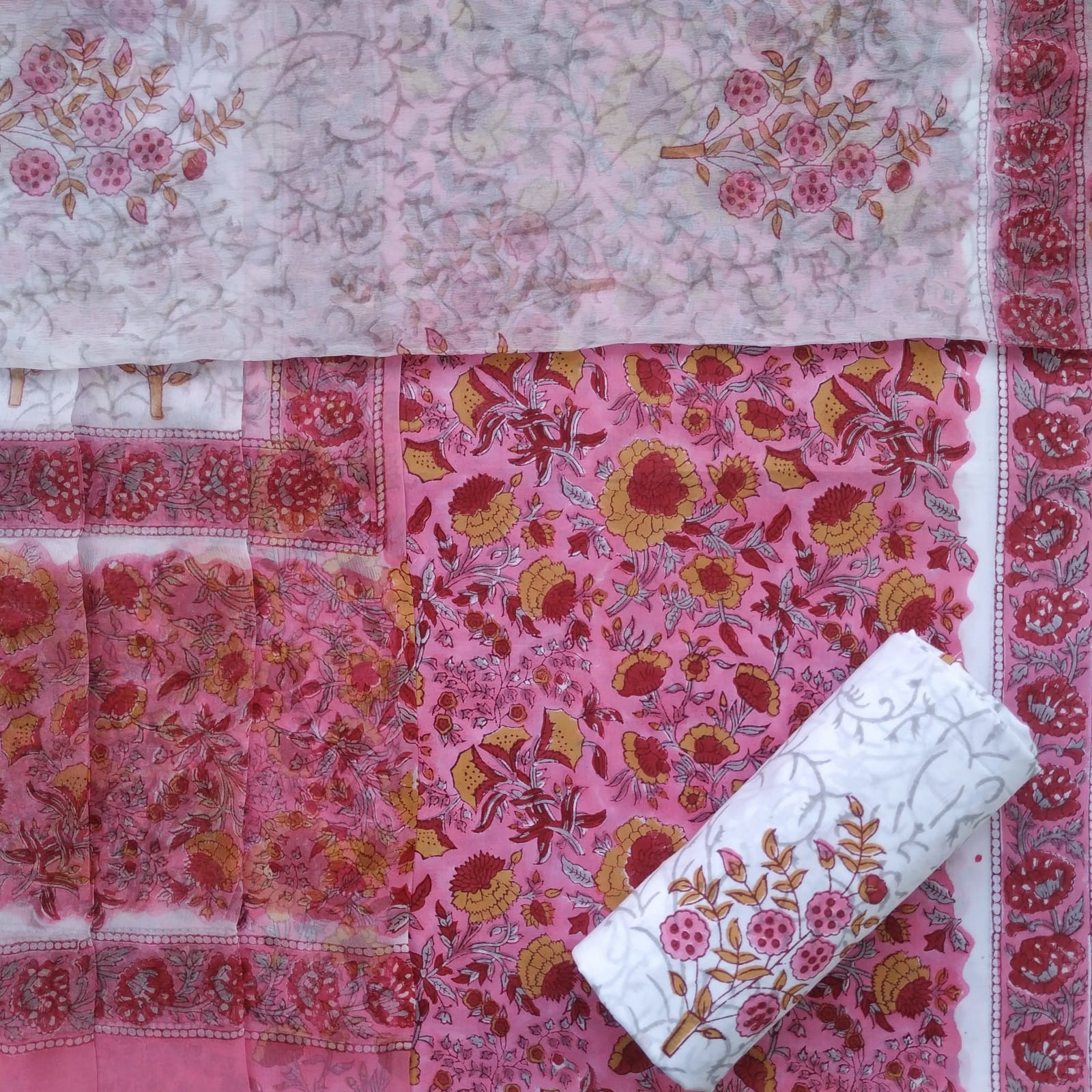 Shop chiffon dupatta cotton suit sets in jaipur (PCHF473)