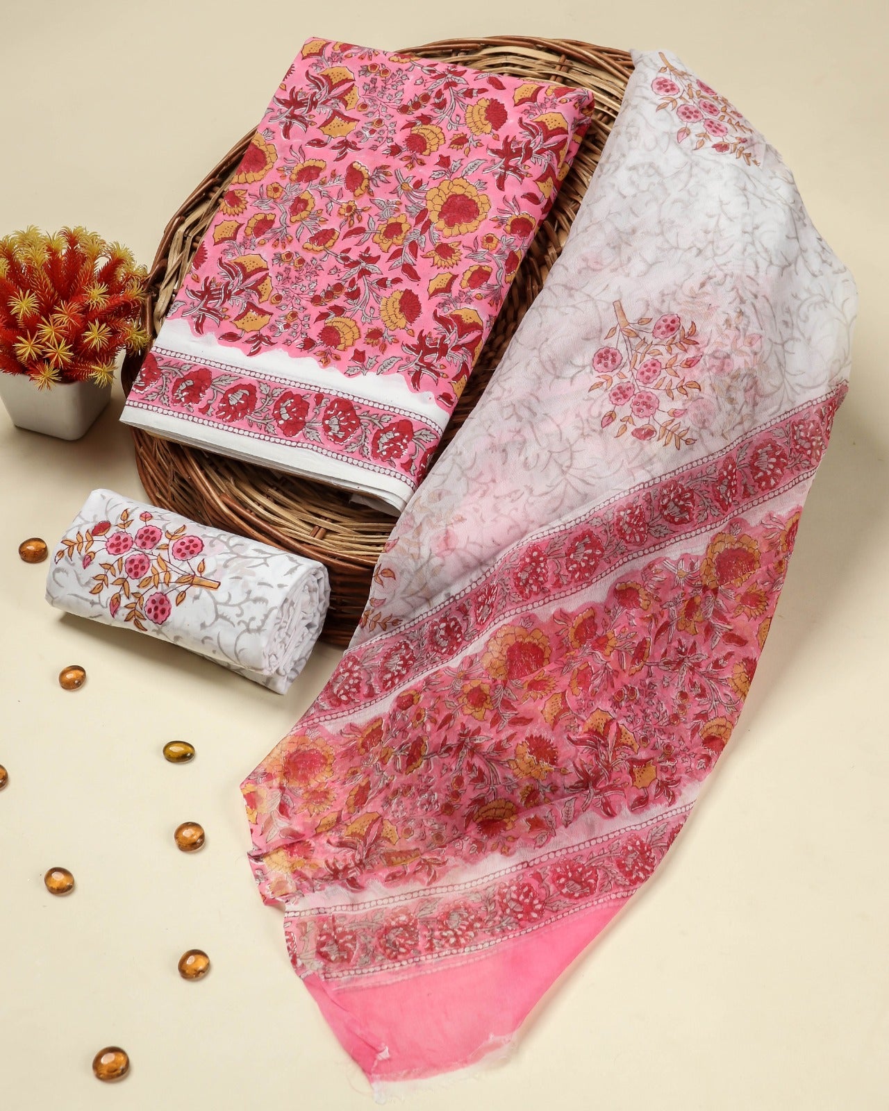 Shop chiffon dupatta cotton suit sets in jaipur (PCHF473)