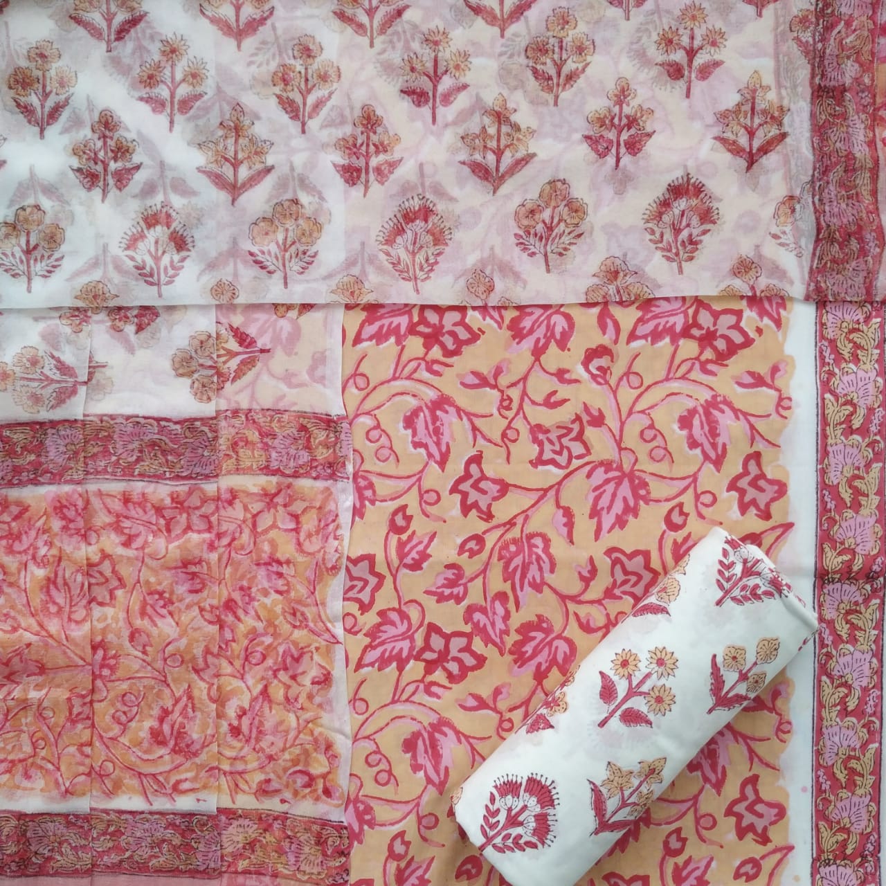 Shop chiffon dupatta cotton suit sets online (PCHF476)