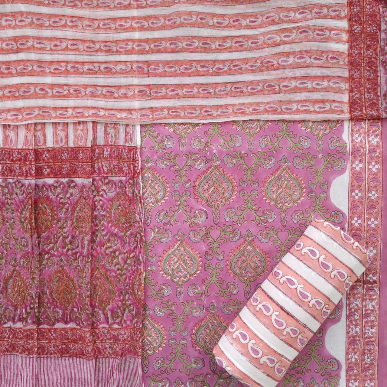 Shop hand block print cotton suits online shopping (PCHF500)