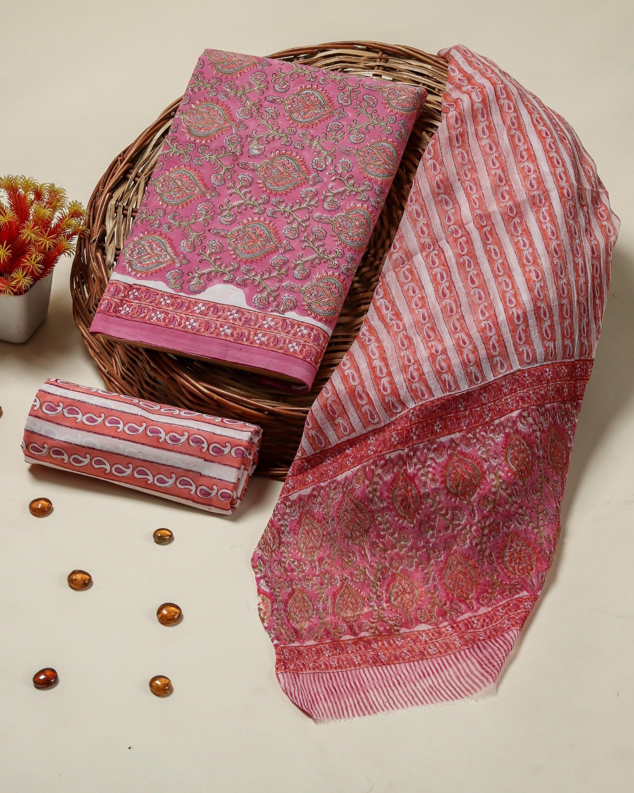 Shop hand block print cotton suits online shopping (PCHF500)