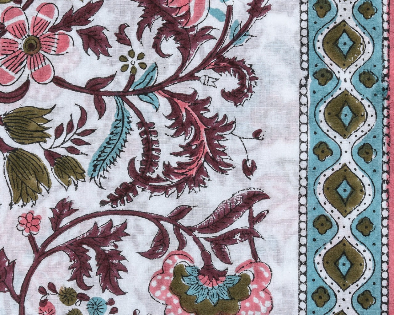 Summery Hand Block Print Pure Cotton Chiffon Dupatta Suit (PCHF70) - ShalviFashion