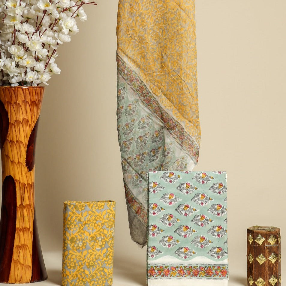 Shop unstitched cotton suit material in jaipur (PCHF322)