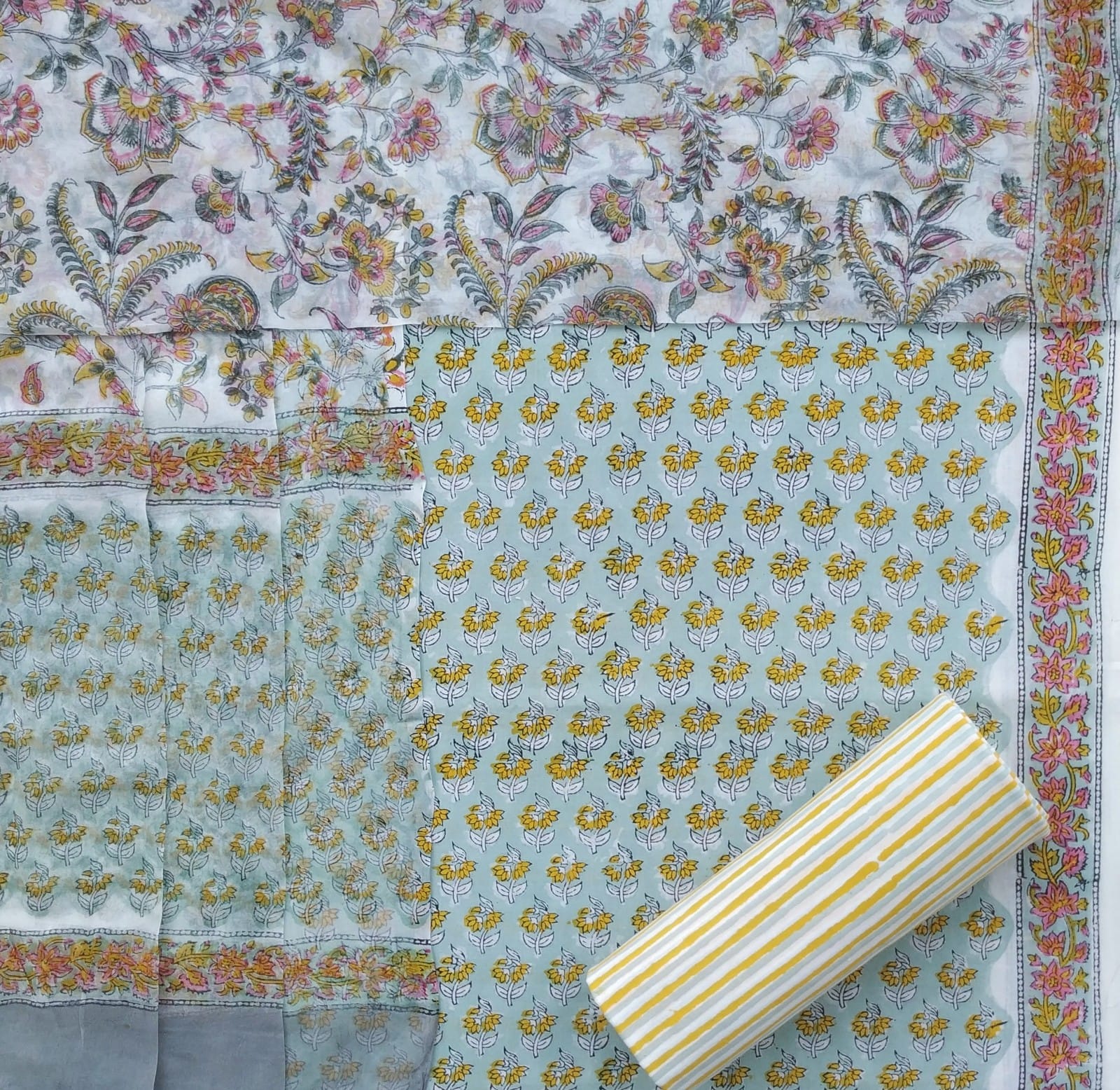 Shop cotton suit sets with chiffon dupatta (PCHF330)