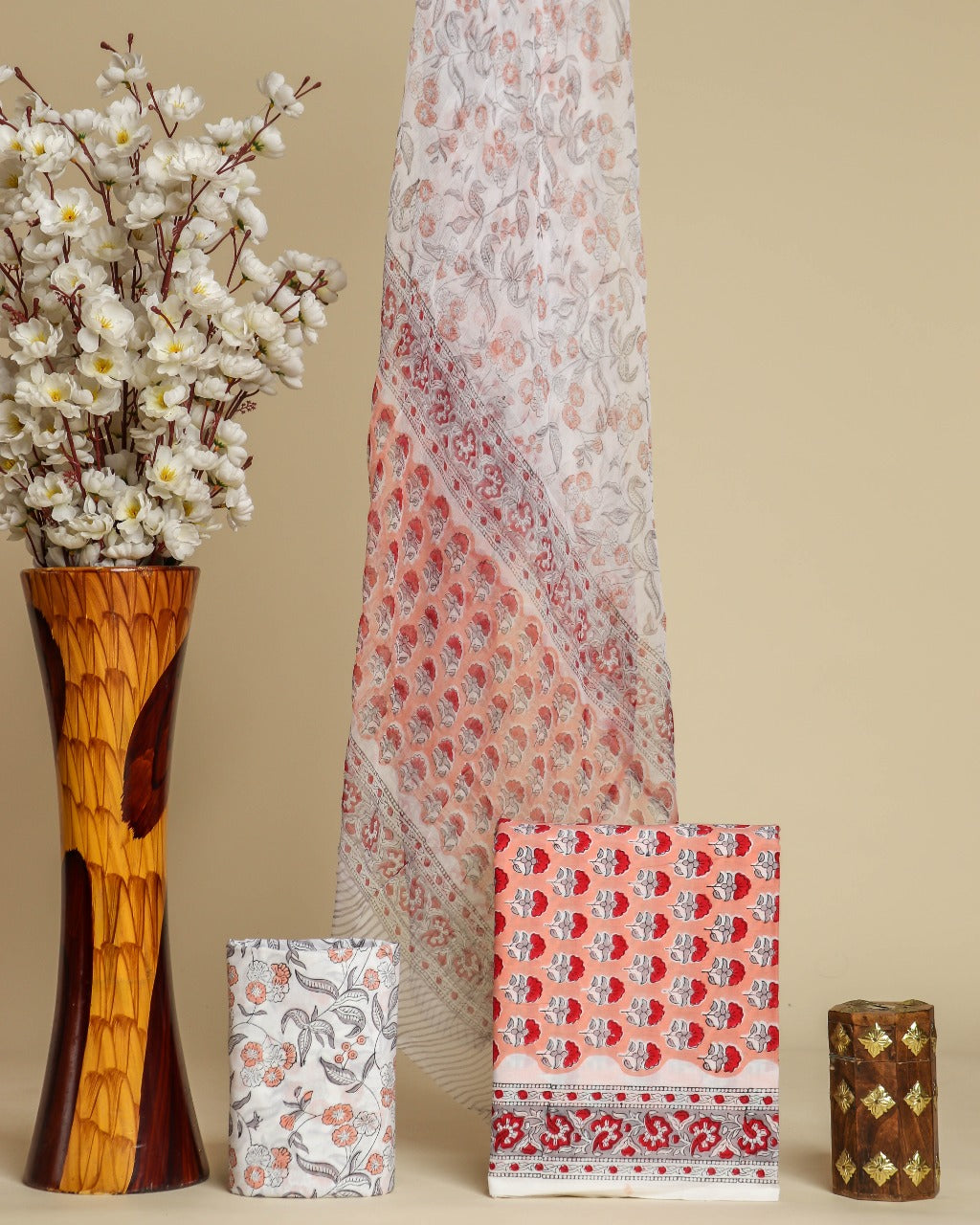 Shop unstitched cotton suit sets with chiffon dupatta in jaipur (PCHF454)