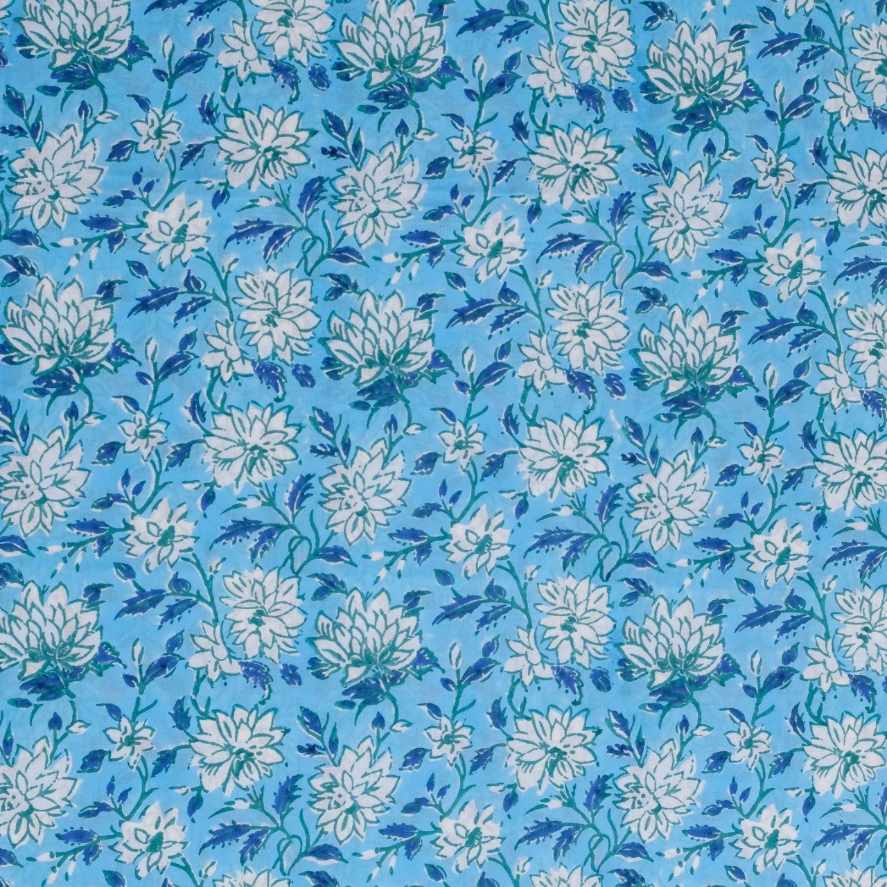 Designer Hand Block Floral Jaal Print Pure Cotton Suits with Mulmul Dupatta (PRMUL106) - ShalviFashion