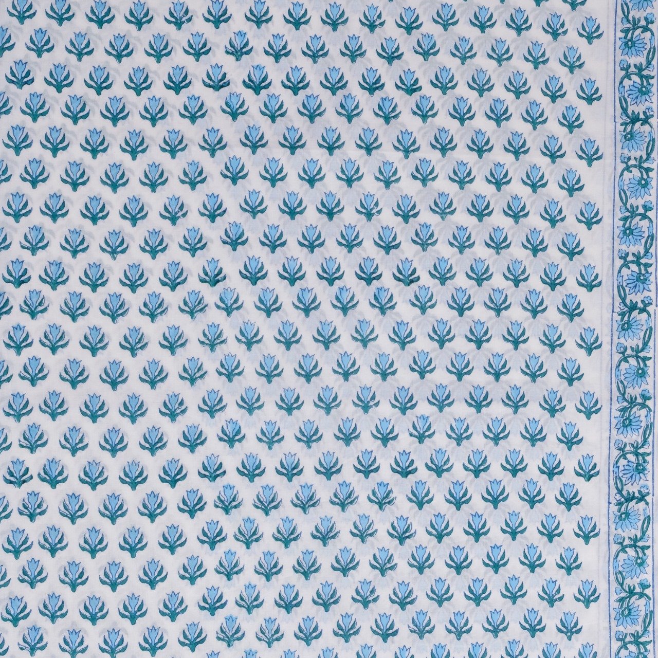 Designer Hand Block Floral Jaal Print Pure Cotton Suits with Mulmul Dupatta (PRMUL106) - ShalviFashion