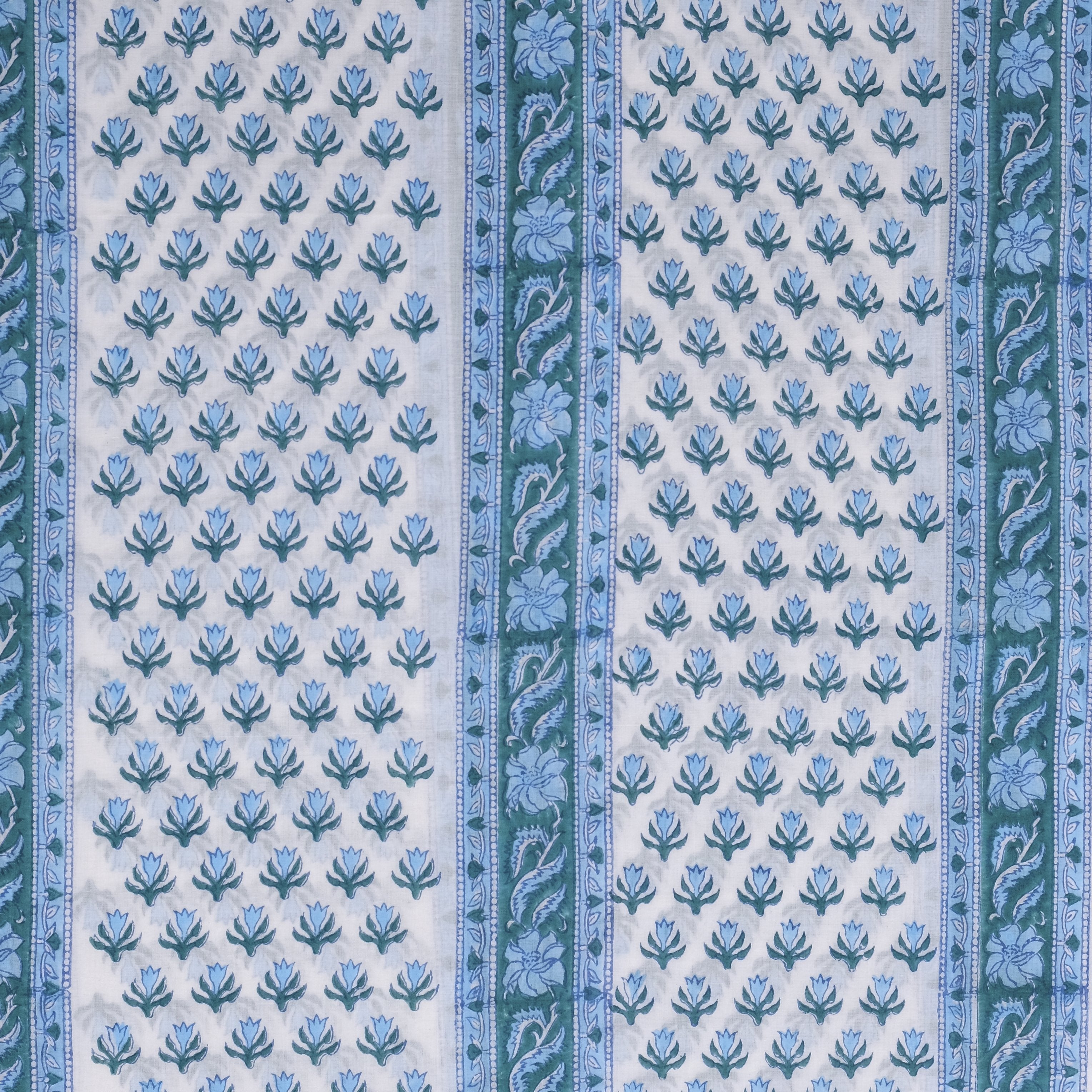 Designer Hand Block Floral Jaal Print Pure Cotton Suits with Mulmul Dupatta (PRMUL106) - ShalviFashion