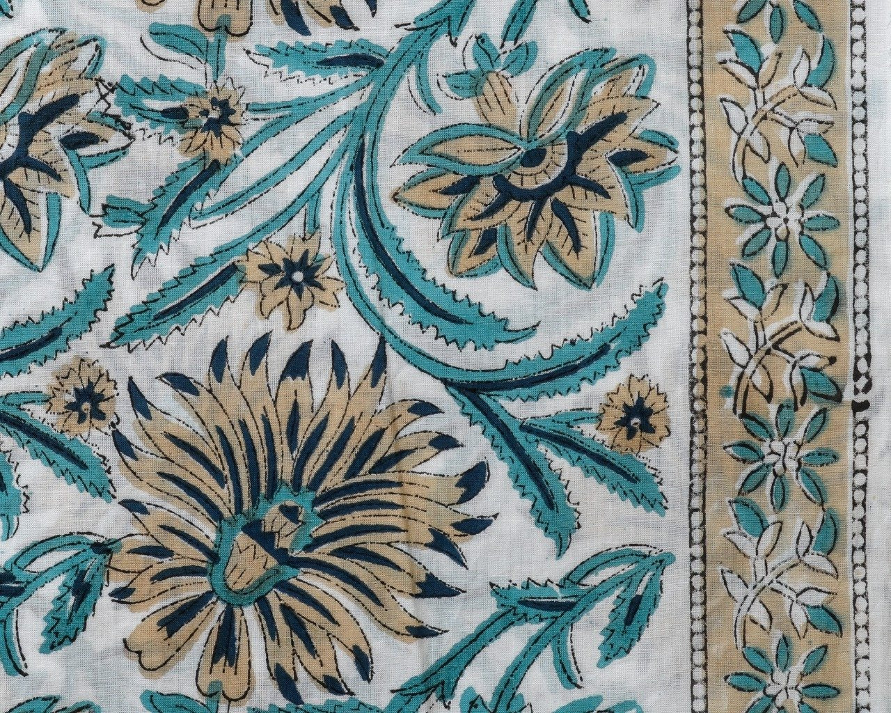 Shop Unstitched Hand Block Print Pure Cotton Suits with Mulmul Dupatta (PRMUL164)