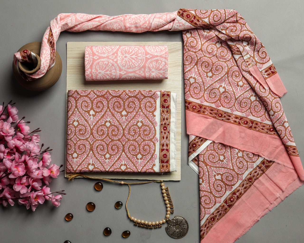 shop cotton suit with mulmul dupatta