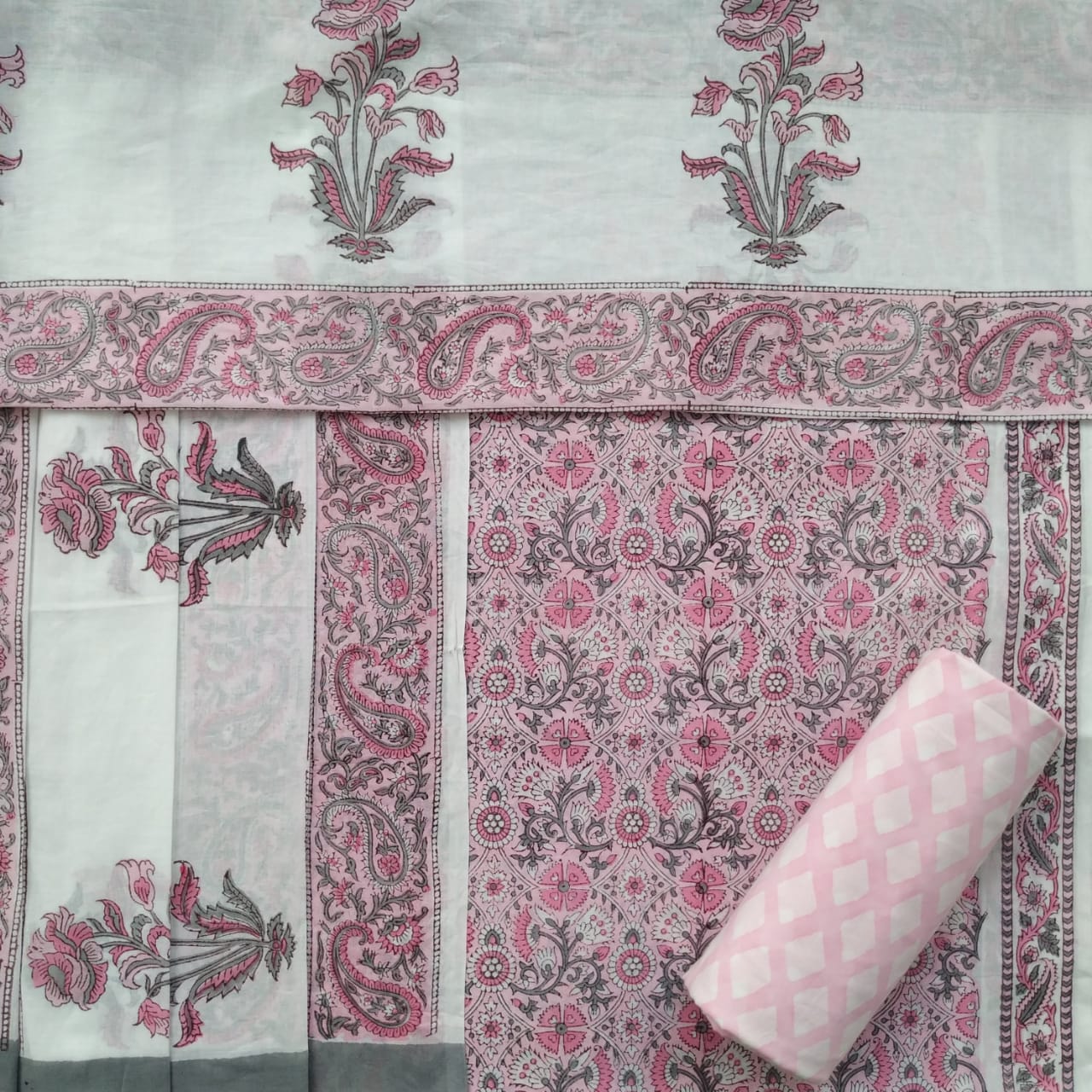 shop cotton suit material with mulmul dupatta