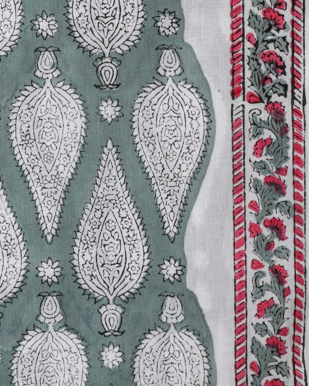 shop unstitched hand block print cotton suit with mulmul dupatta