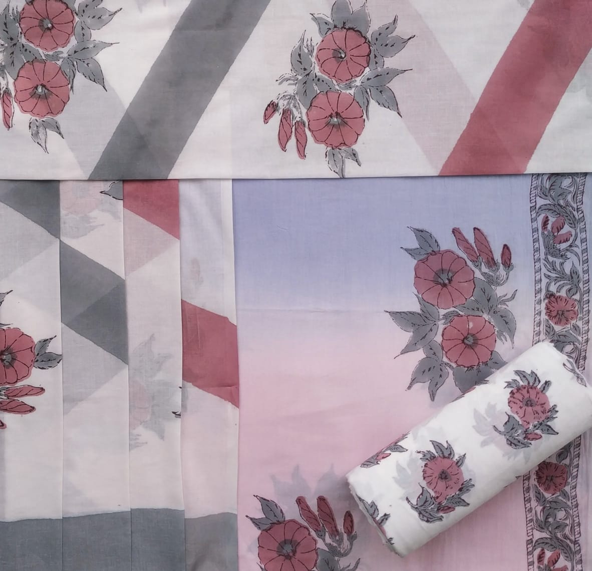 Shop ombre style print cotton suit sets online shopping (PRMUL265)