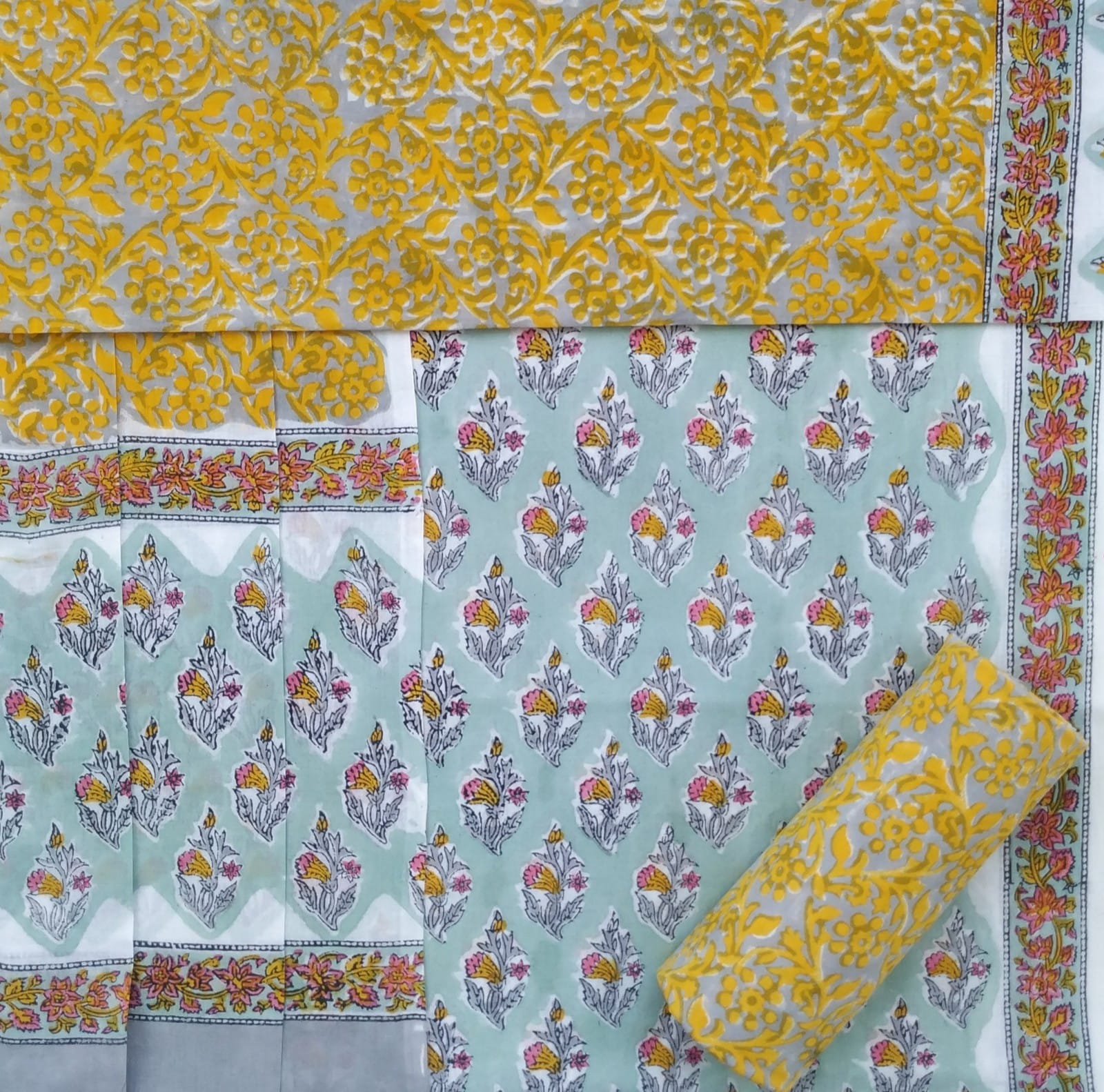 Shop unstitched block print cotton suit material (PRMUL268