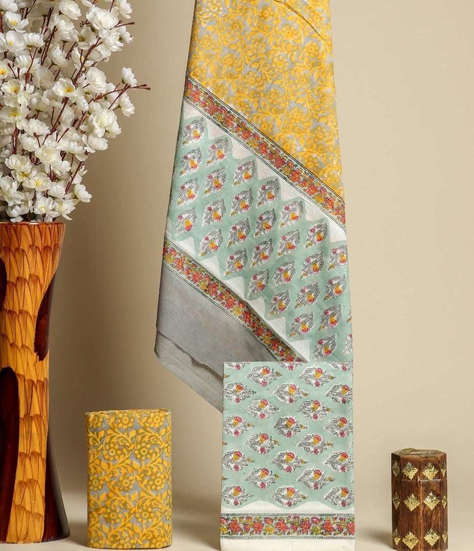 Shop unstitched block print cotton suit material (PRMUL268