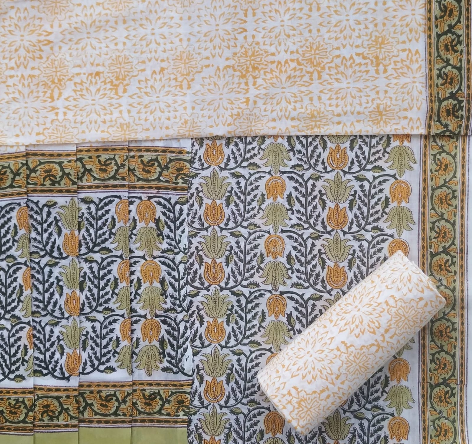 Shop unstitched cotton suit sets with mulmul dupatta (PRMUL280)