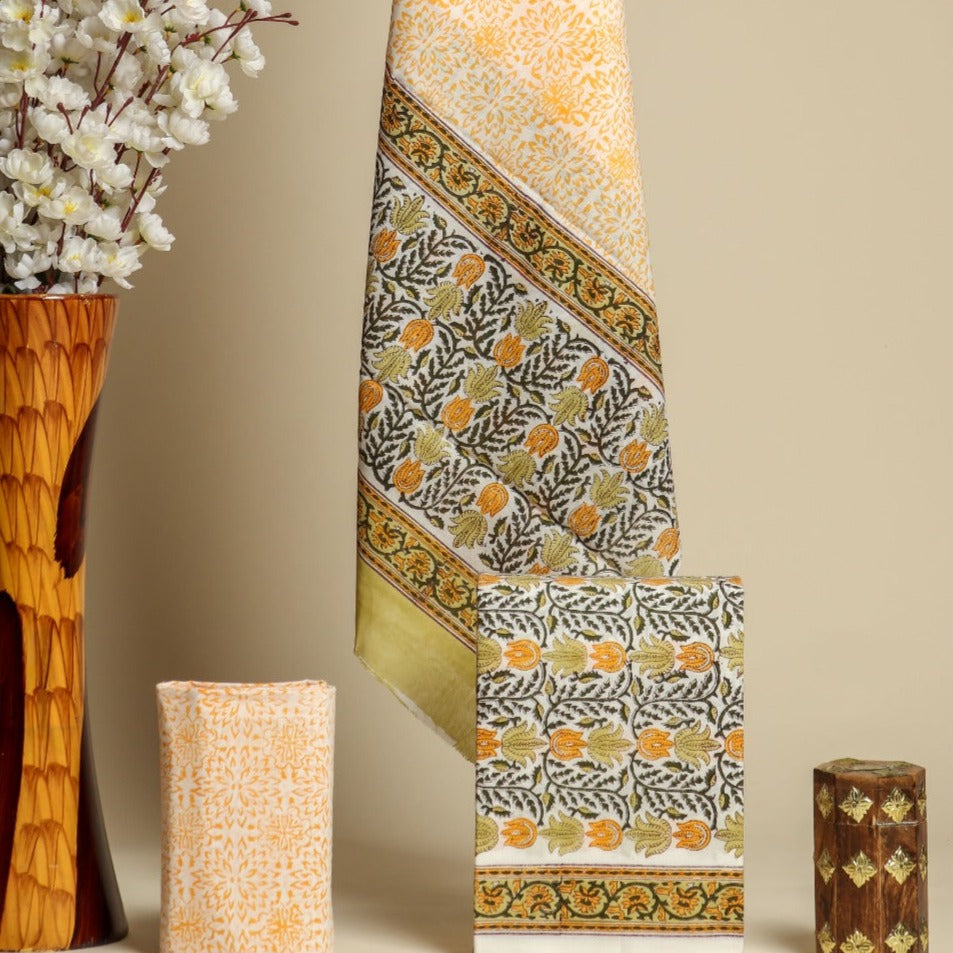 Shop unstitched cotton suit sets with mulmul dupatta (PRMUL280)