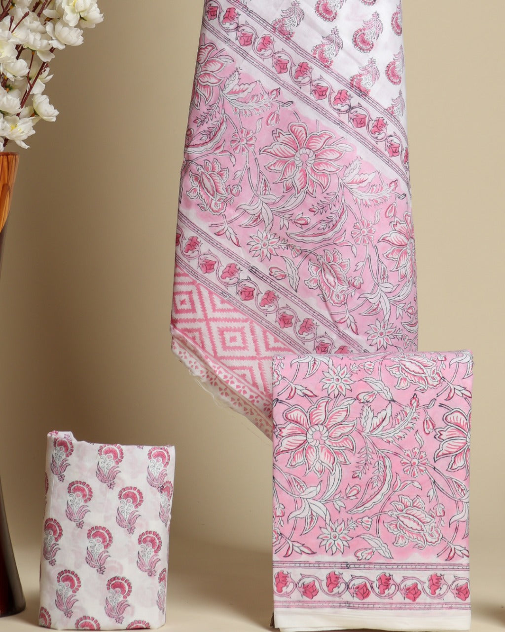 Shop unstitched mulmul dupatta cotton suit sets (PRMUL281)