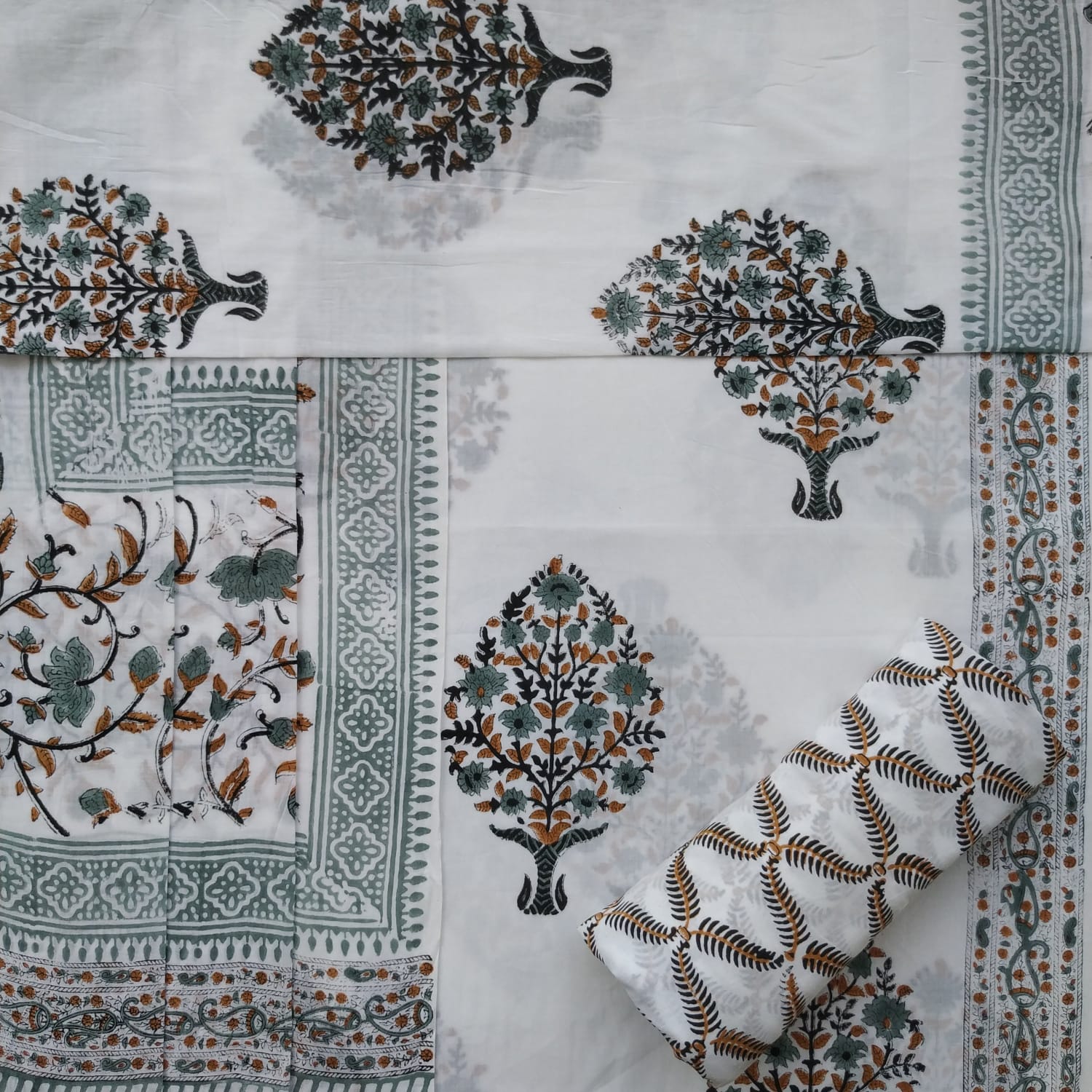 Shop cotton dupatta block print suit sets (PRMUL311)