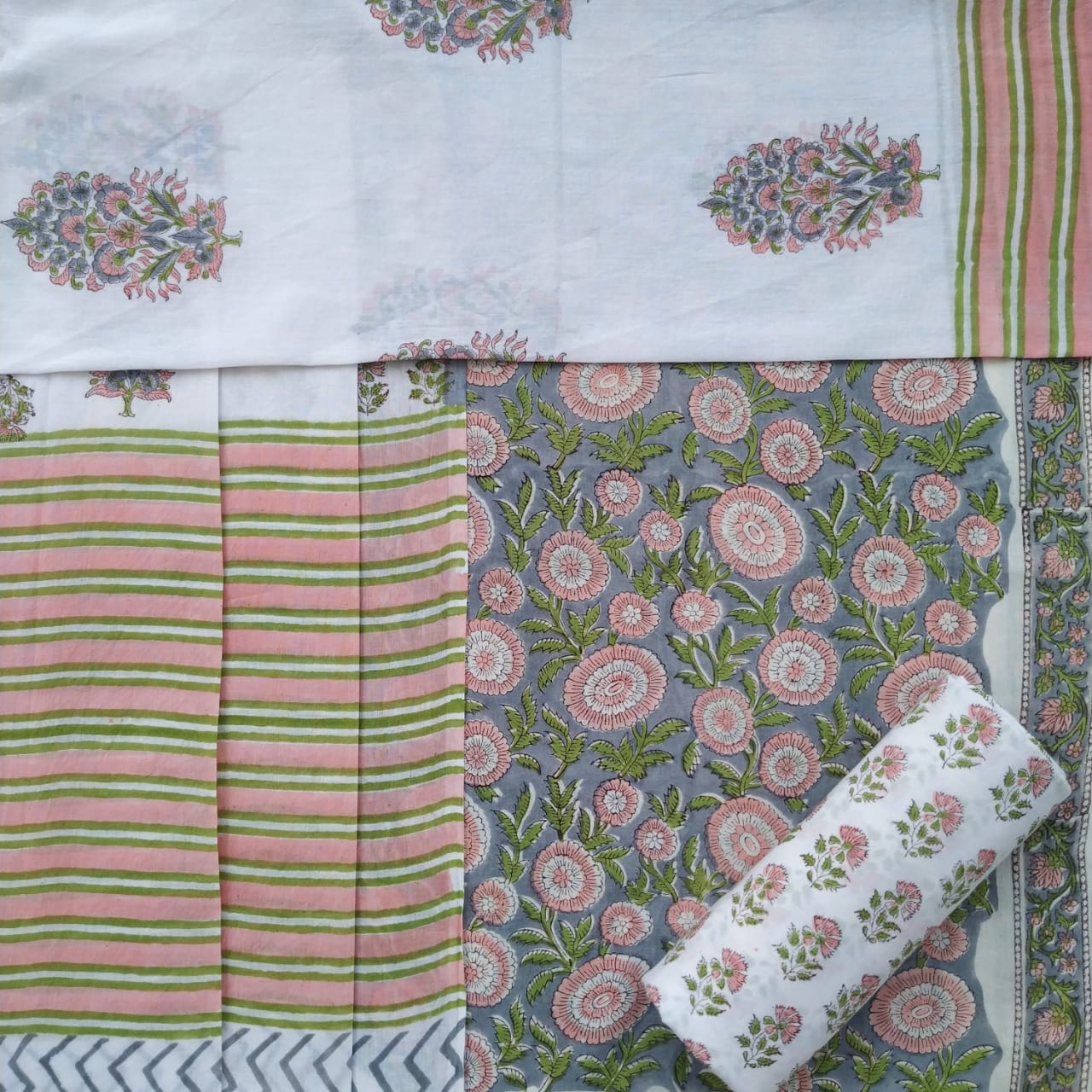 Shop unstitched mulmul dupatta cotton suit sets (PRMUL321)