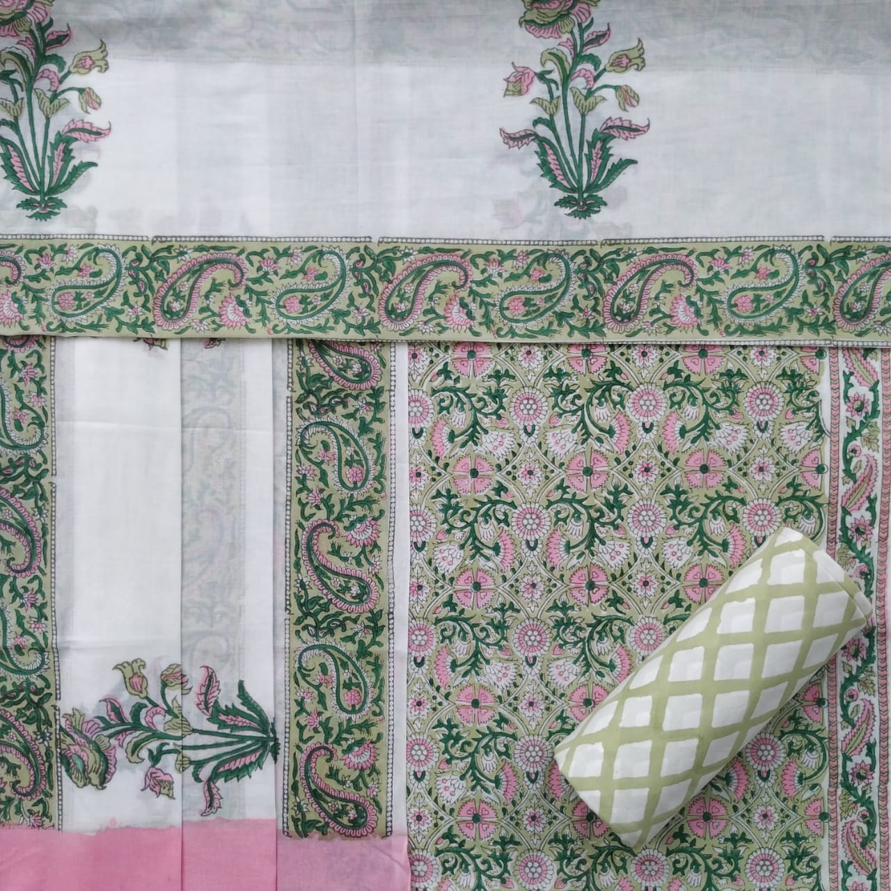 Shop cotton suit set with mulmul dupatta (PRMUL325)