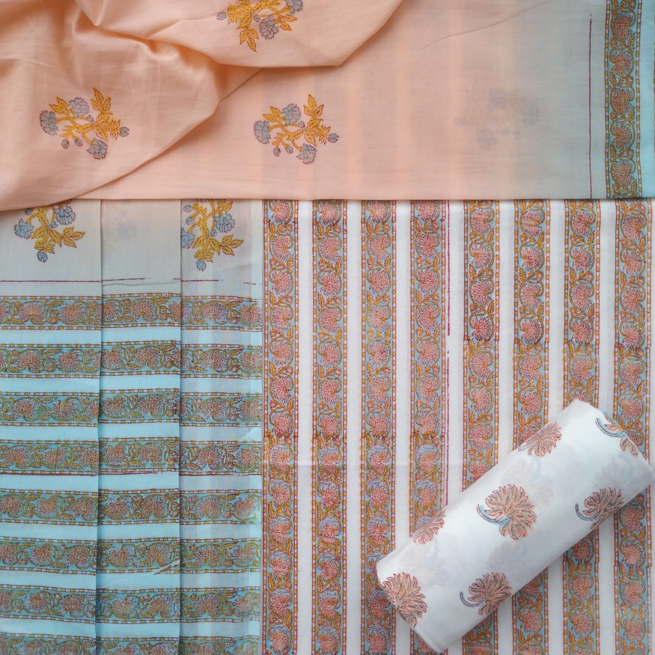 Shop unstitched cotton suits with cotton dupatta (PRMUL333)