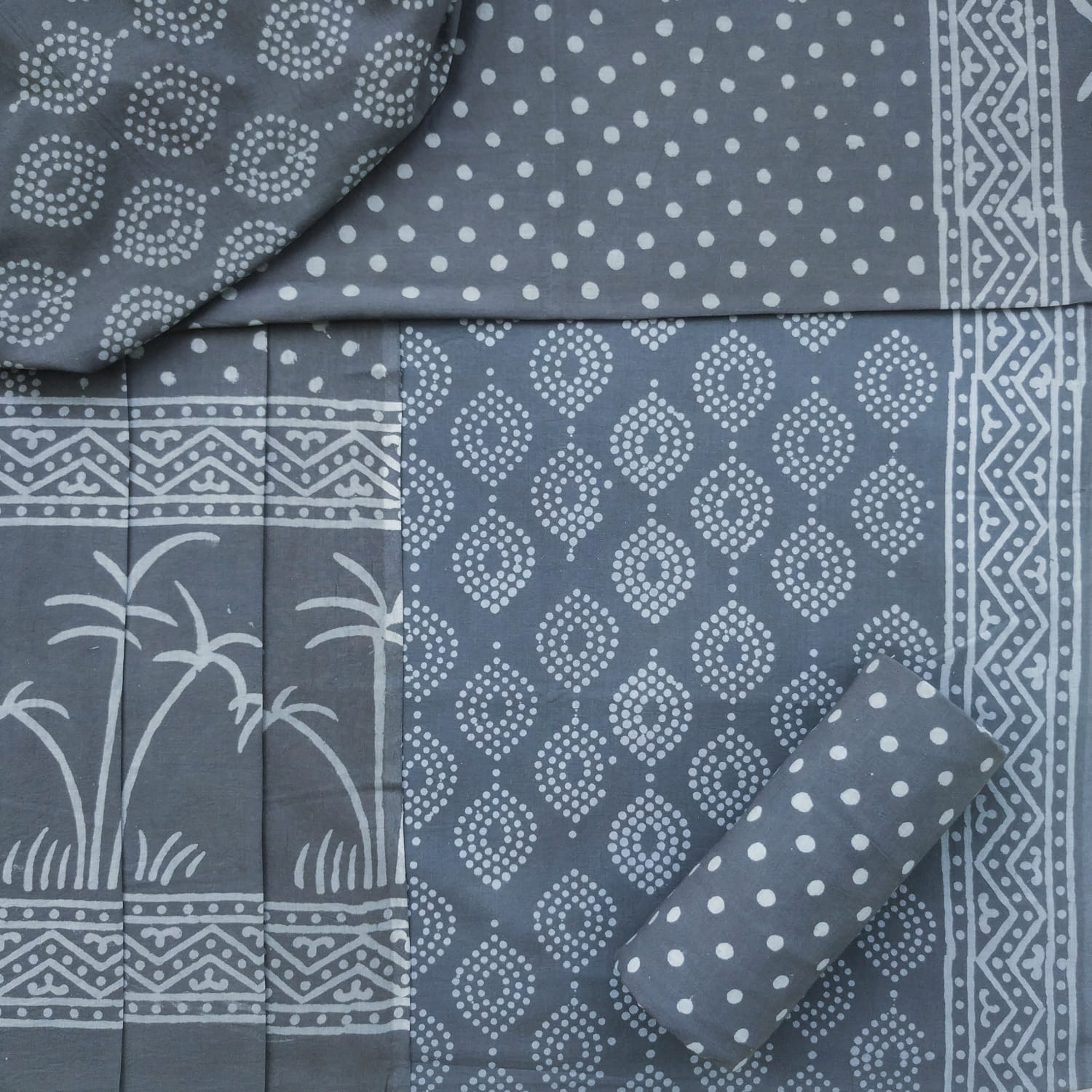 Shop hand block print cotton suit sets with mulmul dupatta (PRMUL334)