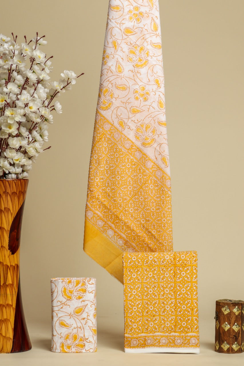 Shop unstitched cotton suit sets with cotton dupatta (PRMUL342)