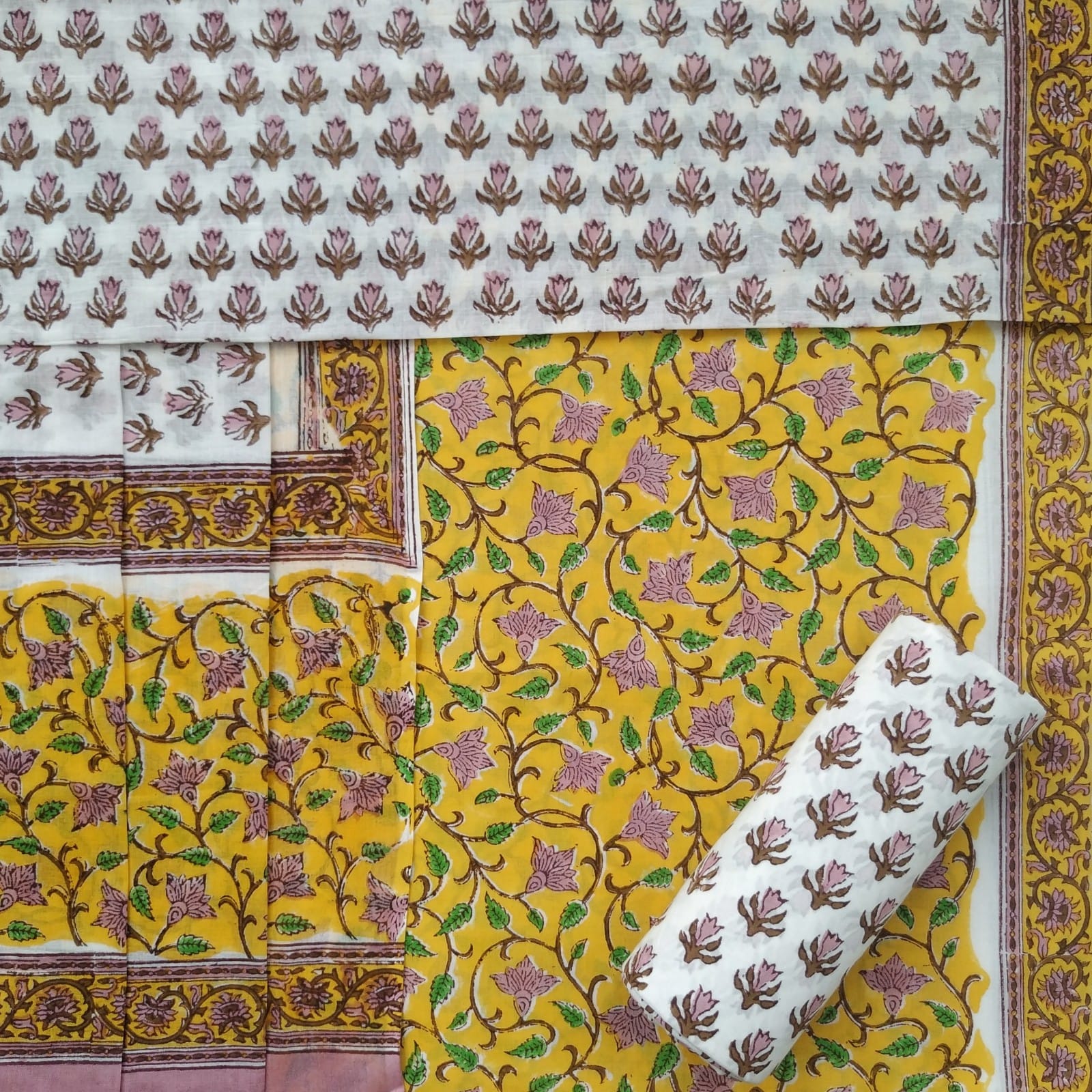 Shop cotton suit material with mulmul dupatta (PRMUL346)