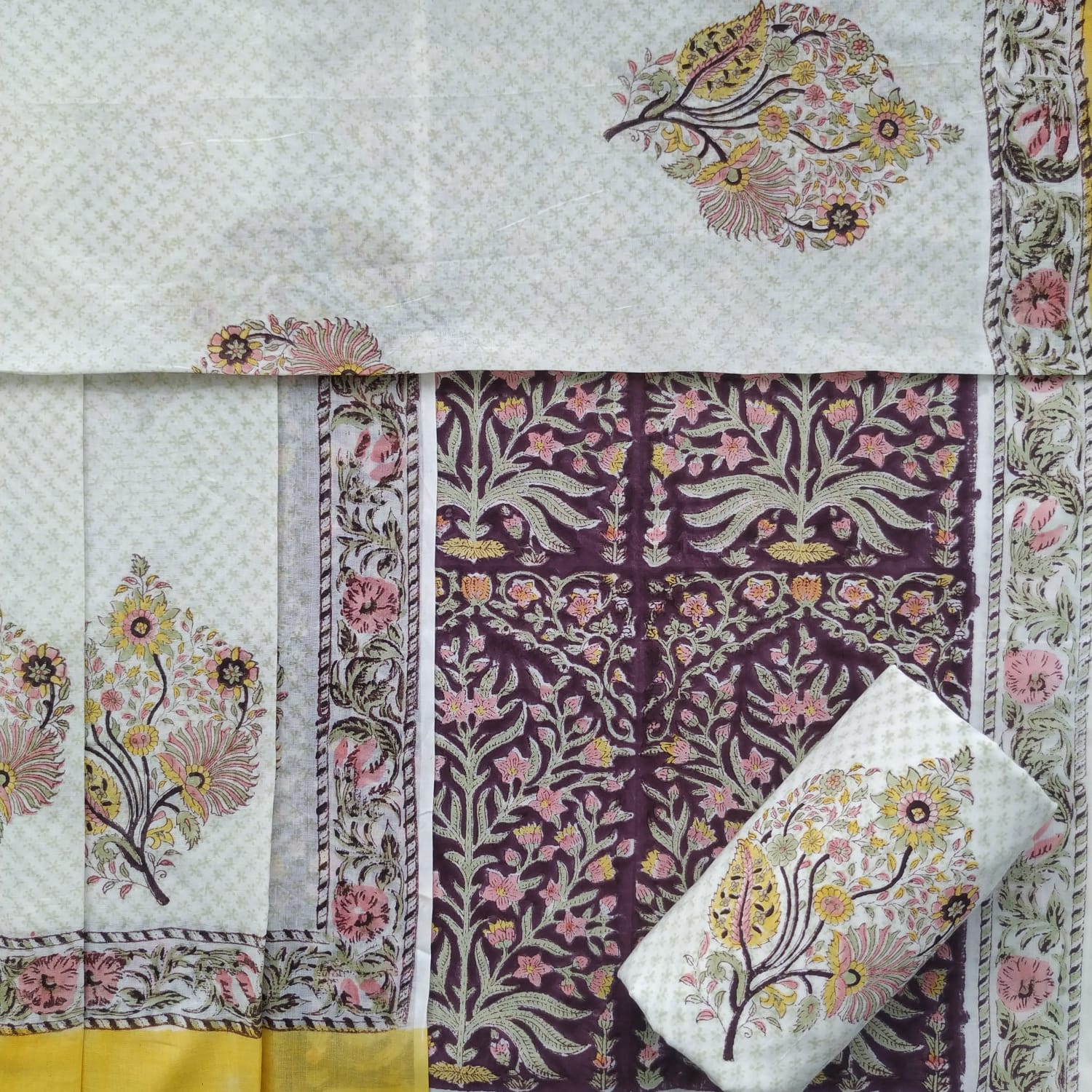 Shop hand block print cotton suits online (PRMUL34)
