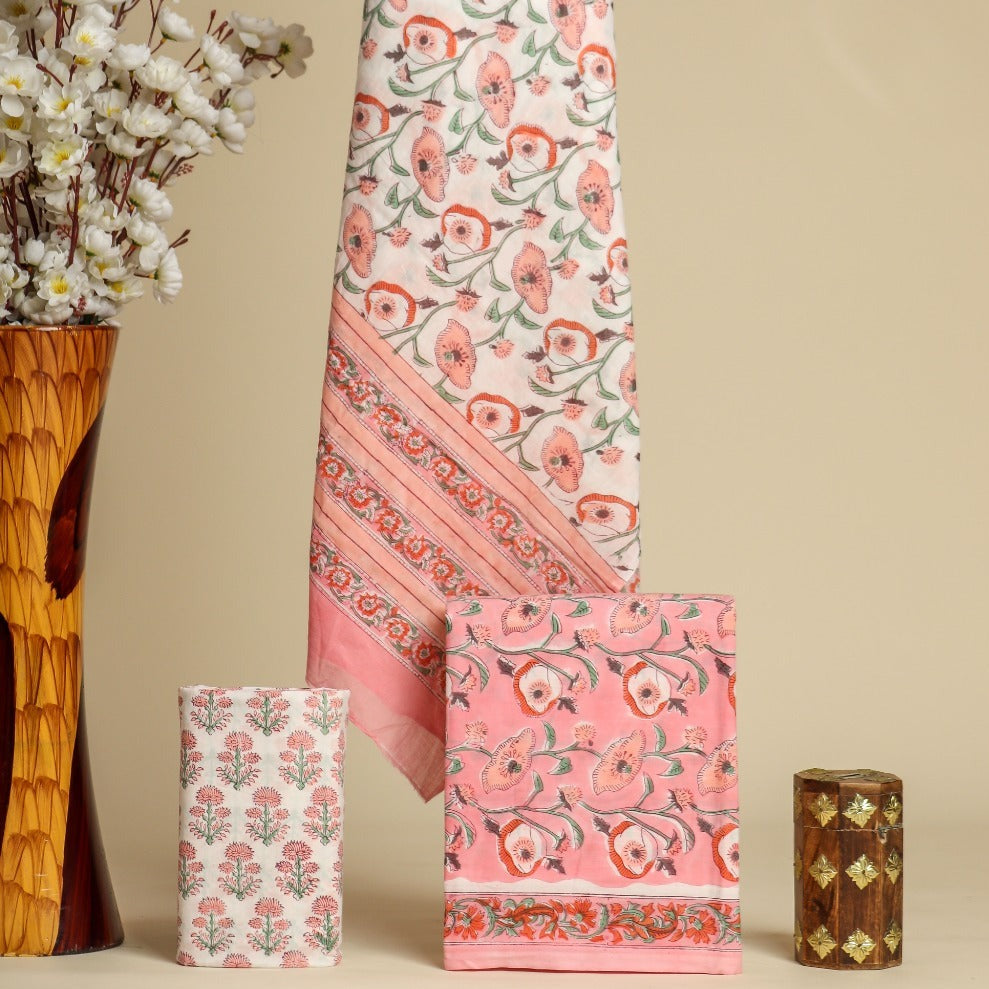 Shop cotton suit sets with mulmul dupatta online (PRMUL351)