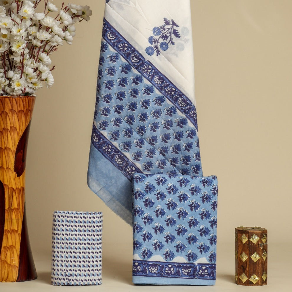 Shop unstitched cotton suit sets with mulmul dupatta (PRMUL361)