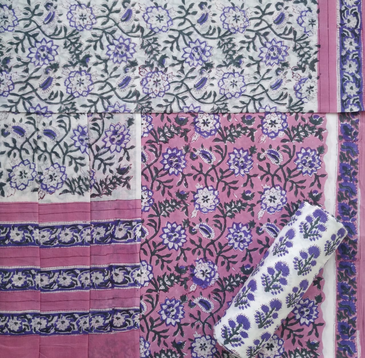 Shop cotton suit sets with mulmul dupatta online shopping (PRMUL380)