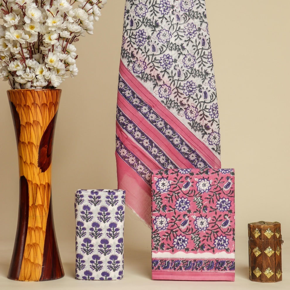 Shop cotton suit sets with mulmul dupatta online shopping (PRMUL380)