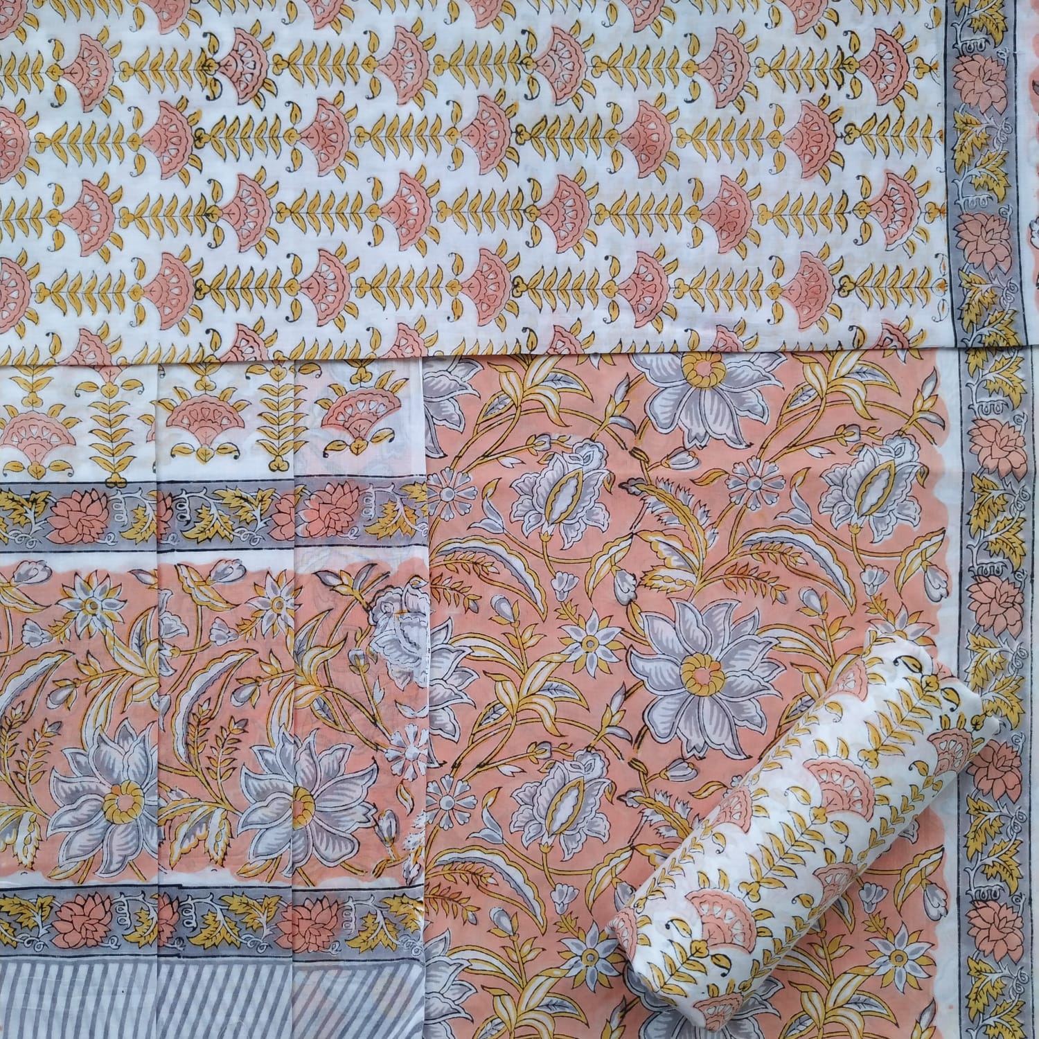 Shop unstitched cotton suit sets with mulmul dupatta in jaipur (PRMUL382)