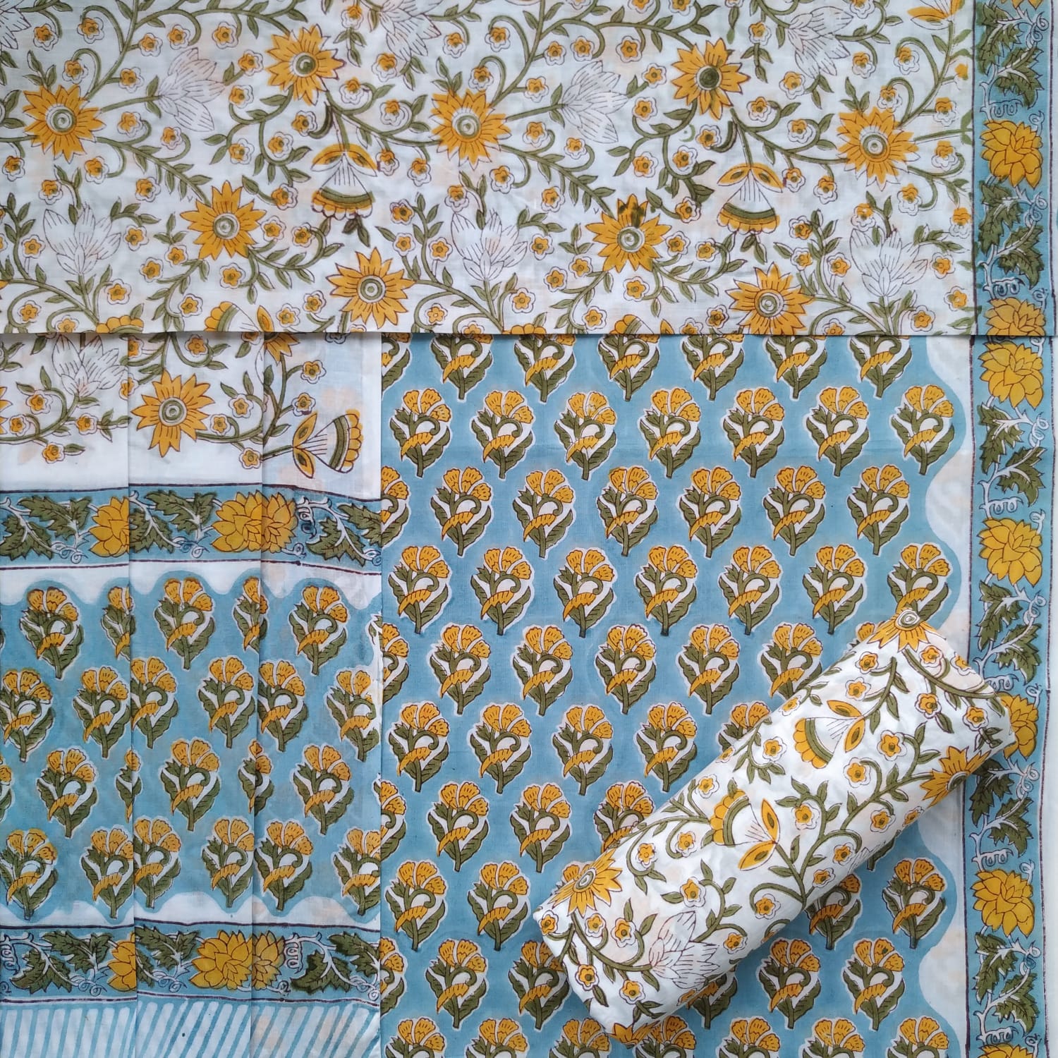 Shop unstitched cotton suit sets with mulmul dupatta (PRMUL383)