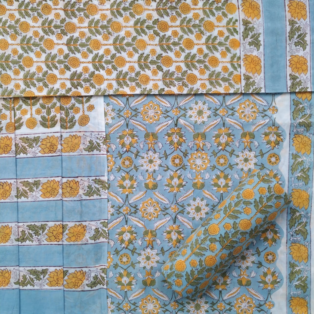 Shop unstitched cotton suit sets with mulmul dupatta (PRMUL386)