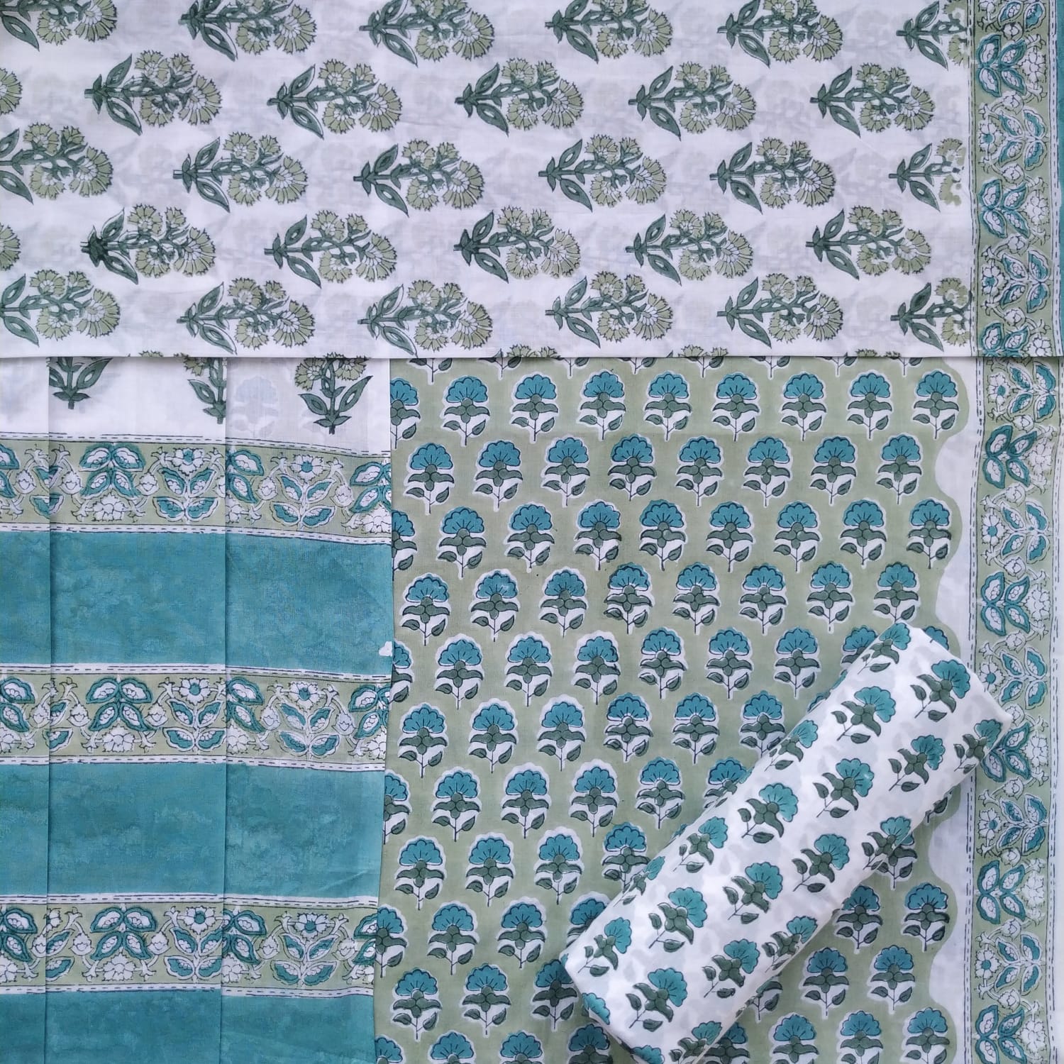 Shop hand block print cotton suit sets with kota dupatta (PRMUL392)