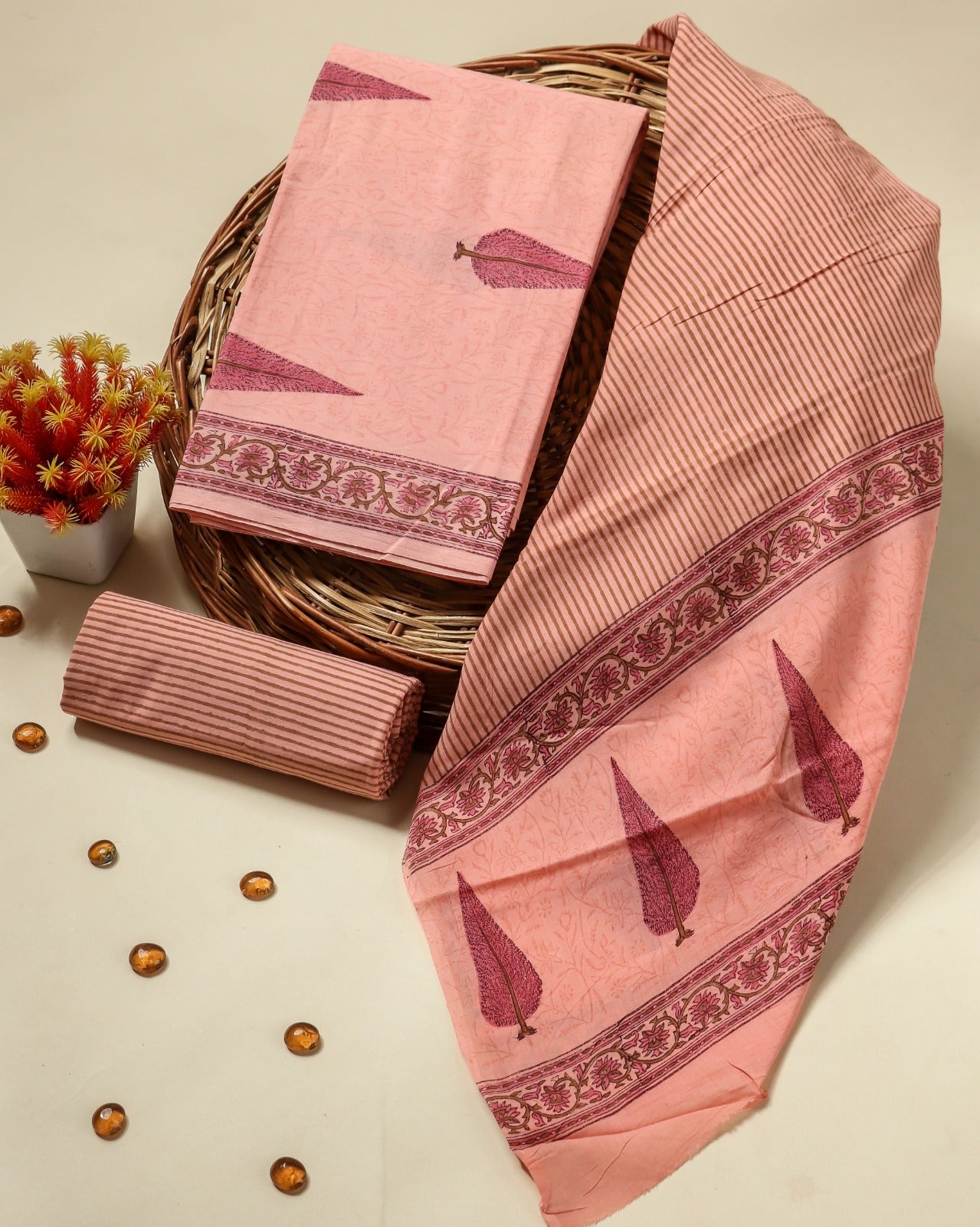 Shop unstitched block print cotton suits online (PRMUL412)