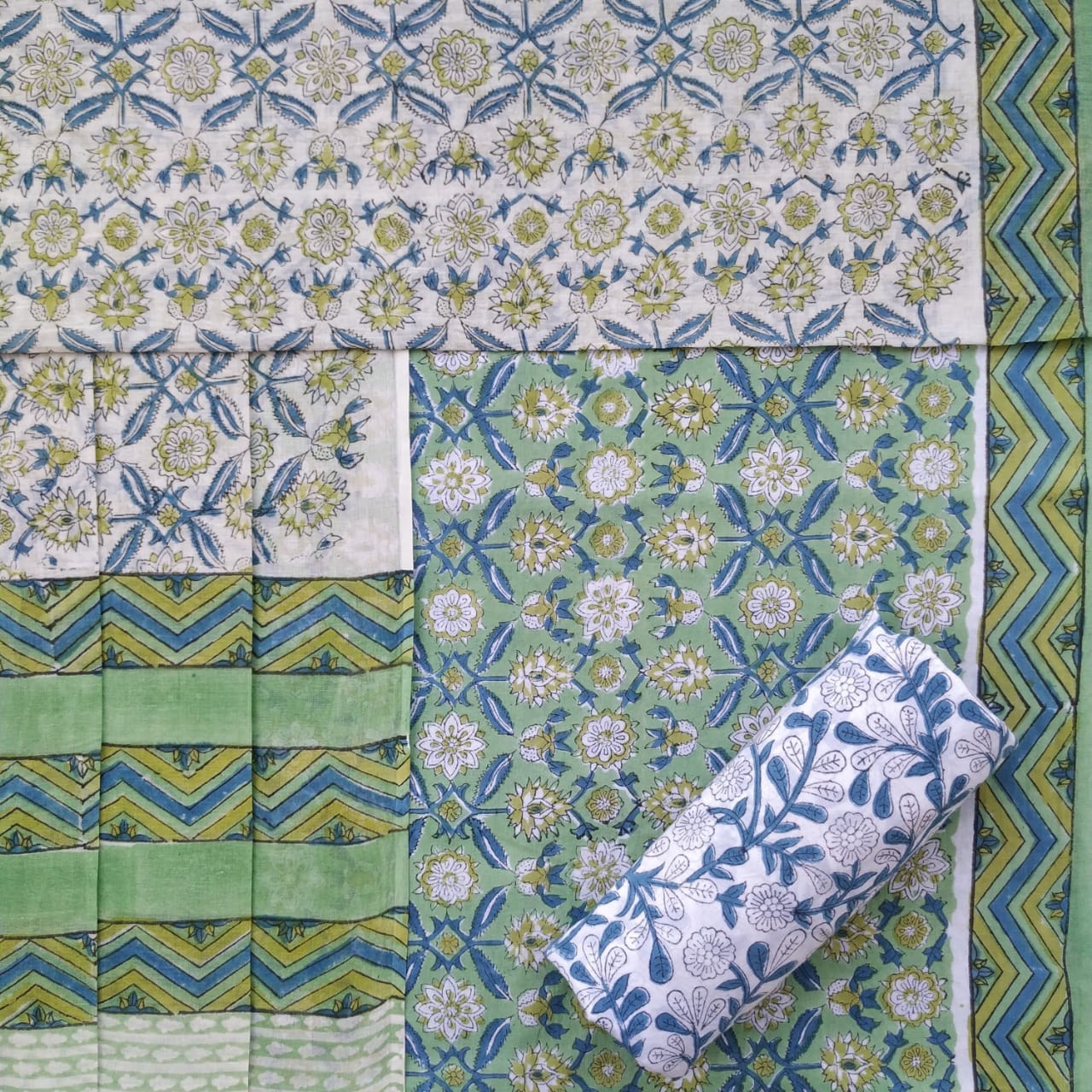 Shop unstitched hand block print cotton suits online (PRMUL423)