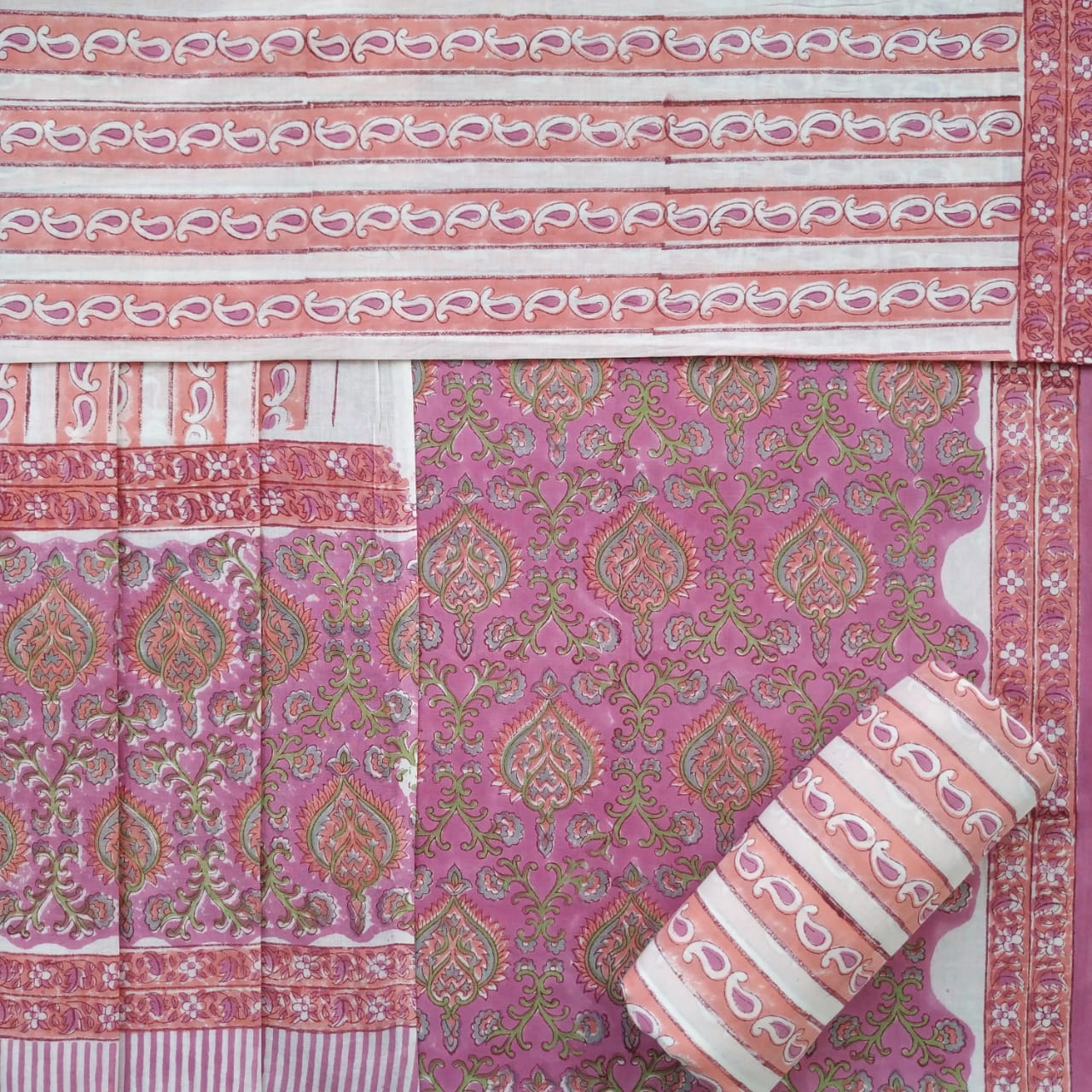 Shop unstitched cotton suit sets with mulmul dupatta in jaipur (PRMUL430)