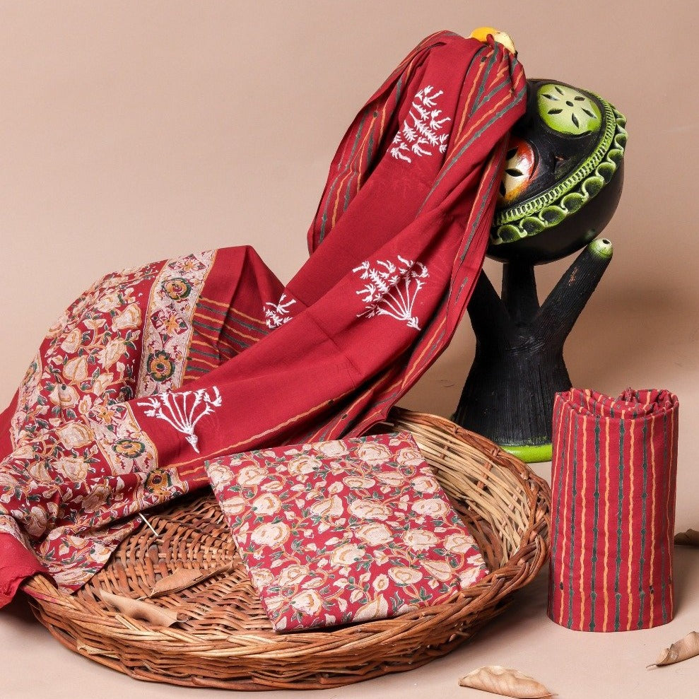 Premium Cotton Mulmul Dupatta Suits (PRMUL44) - ShalviFashion