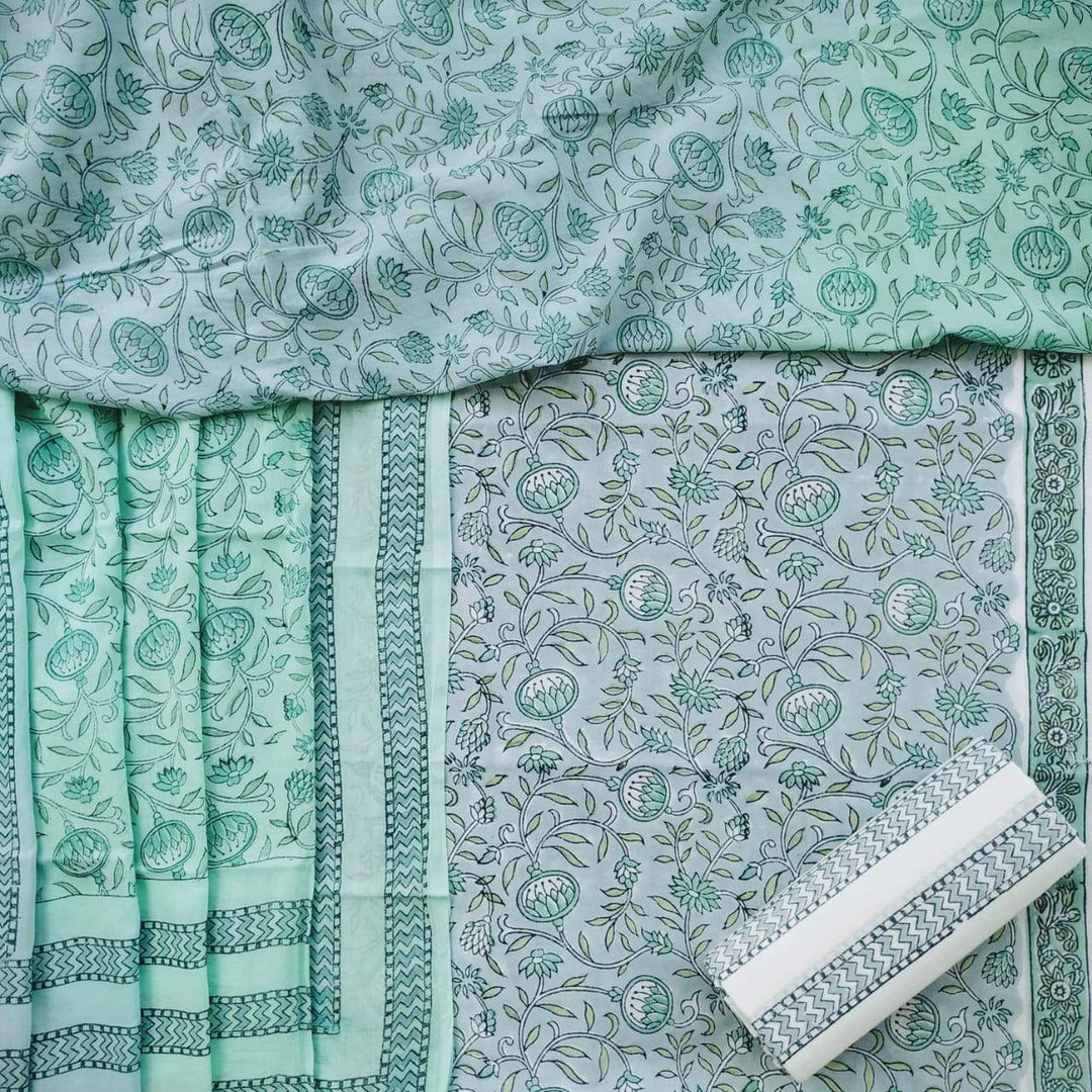 Shop Unstitched Pure Cotton Suit material with Mulmul Dupatta (PRMUL81)