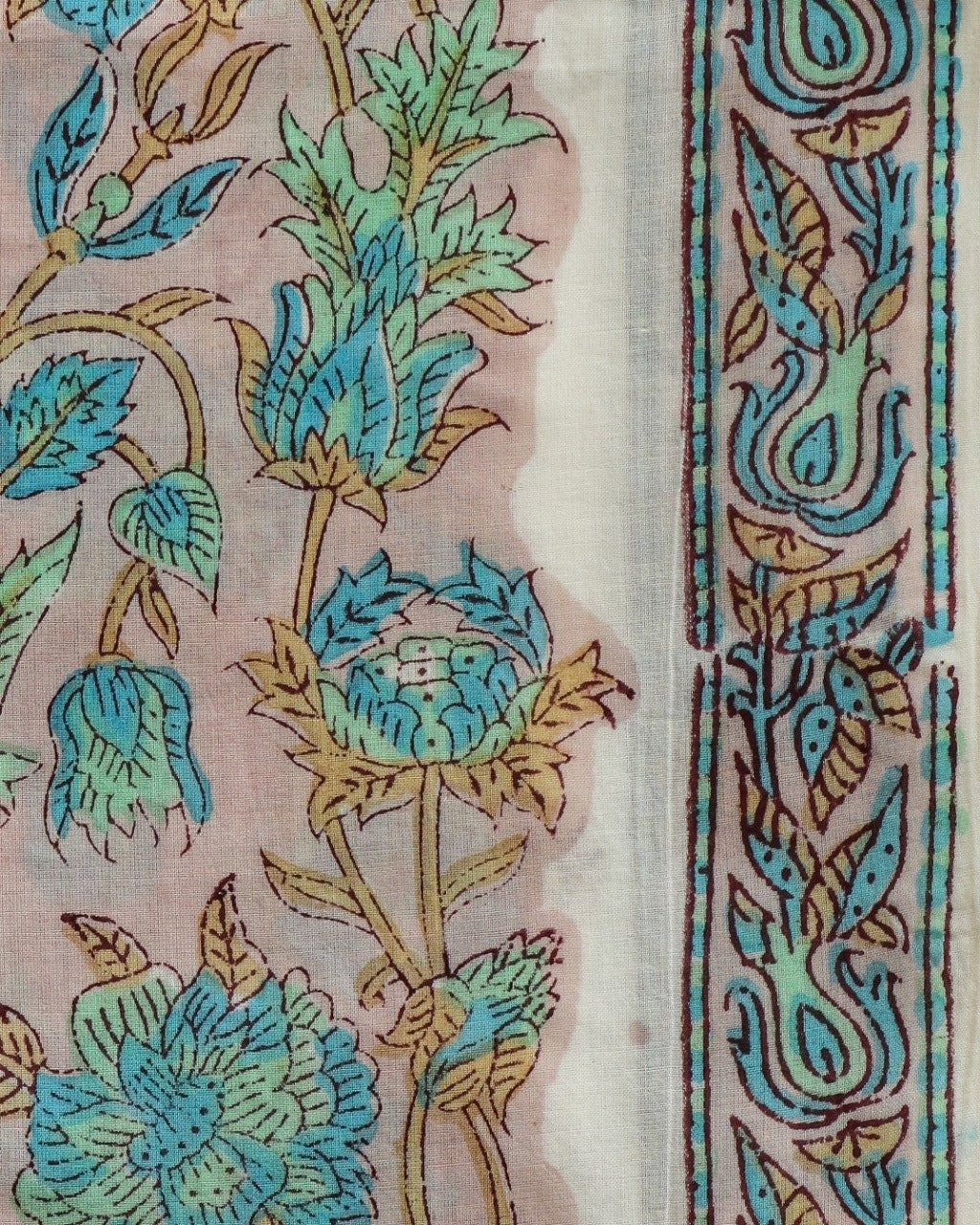 Shop Unstitched Hand Block Print Pure Cotton Suit material with Mulmul Dupatta (PRMUL82)