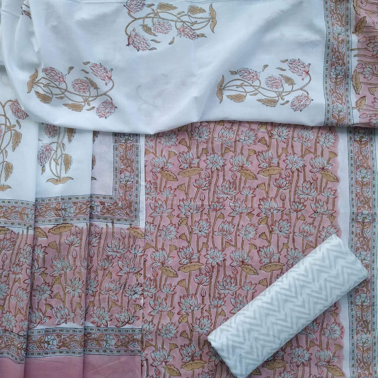 Shop Unstitched Pure Cotton Suits with Mulmul Dupatta (PRMUL85)