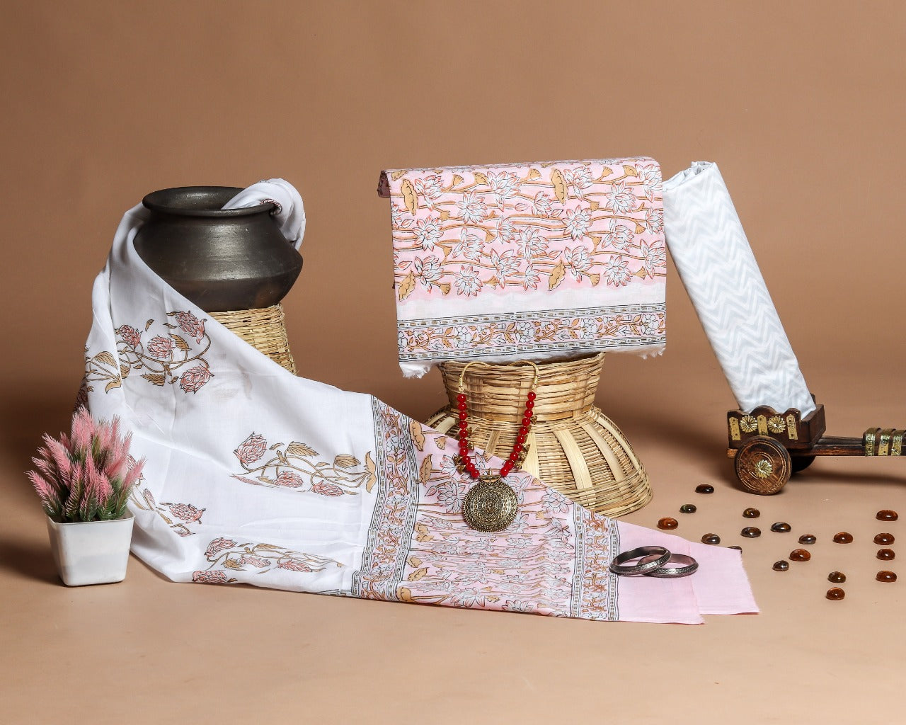 Shop Unstitched Pure Cotton Suits with Mulmul Dupatta (PRMUL85)