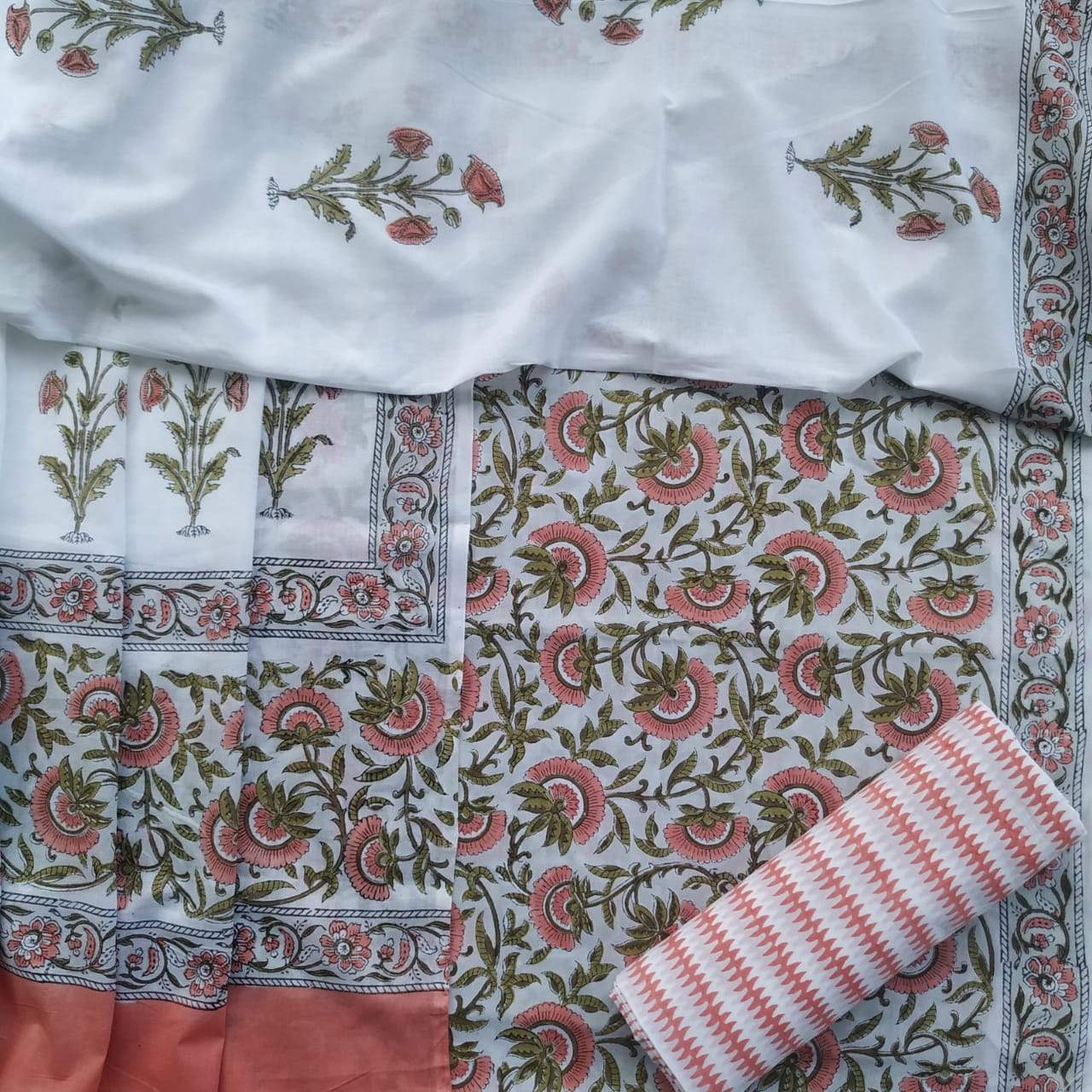 Shop Unstitched Pure Cotton Suits with Mulmul Dupatta (PRMUL86)