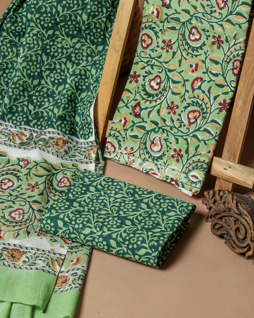 Shop Unstitched Pure Cotton Suits with Mulmul Dupatta (PRMUL91)