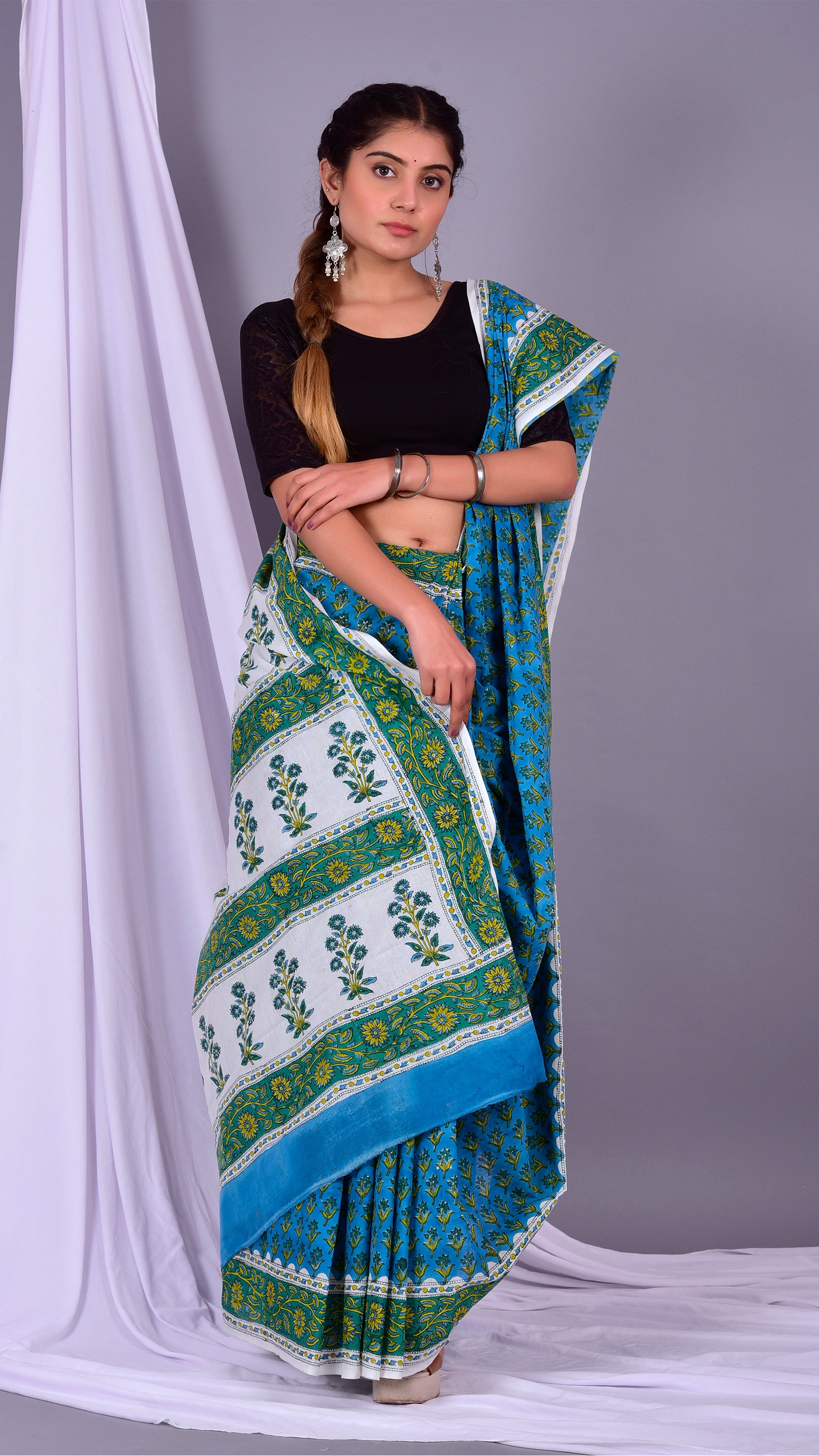 Shop Hand Block Print saree online (PMS10)